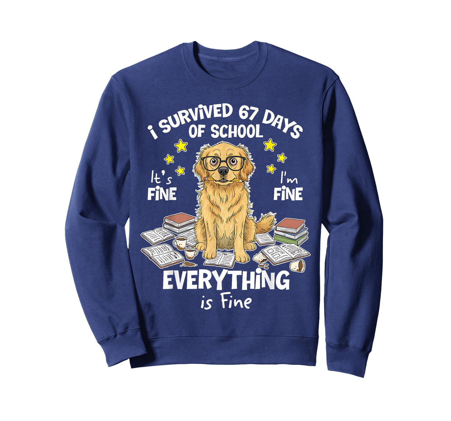 I Survived 67 Days of School Funny 67 Golden Retriever Dog T-Shirt