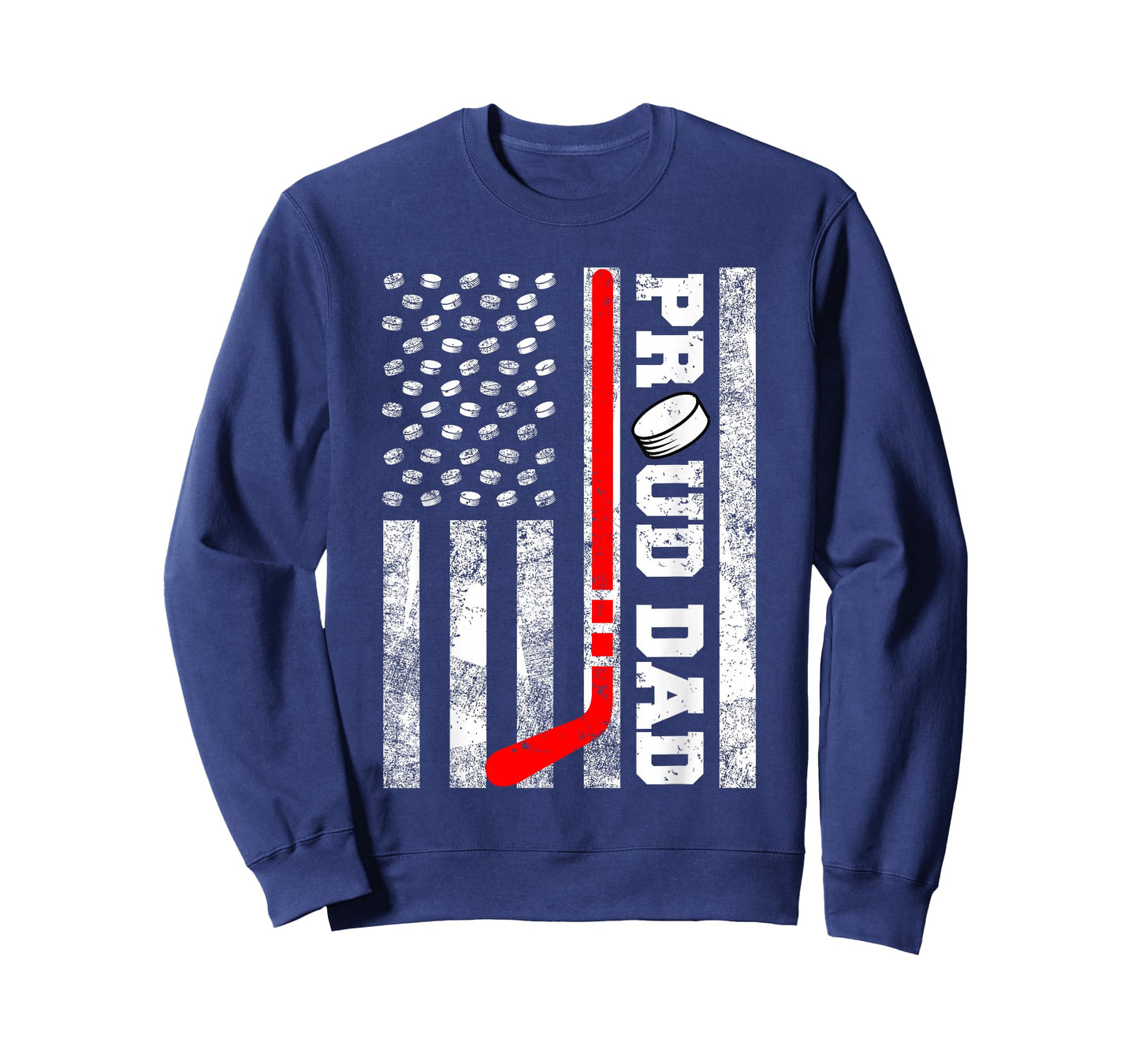 Proud Dad American Distressed Flag Funny Hockey Dad T-Shirt