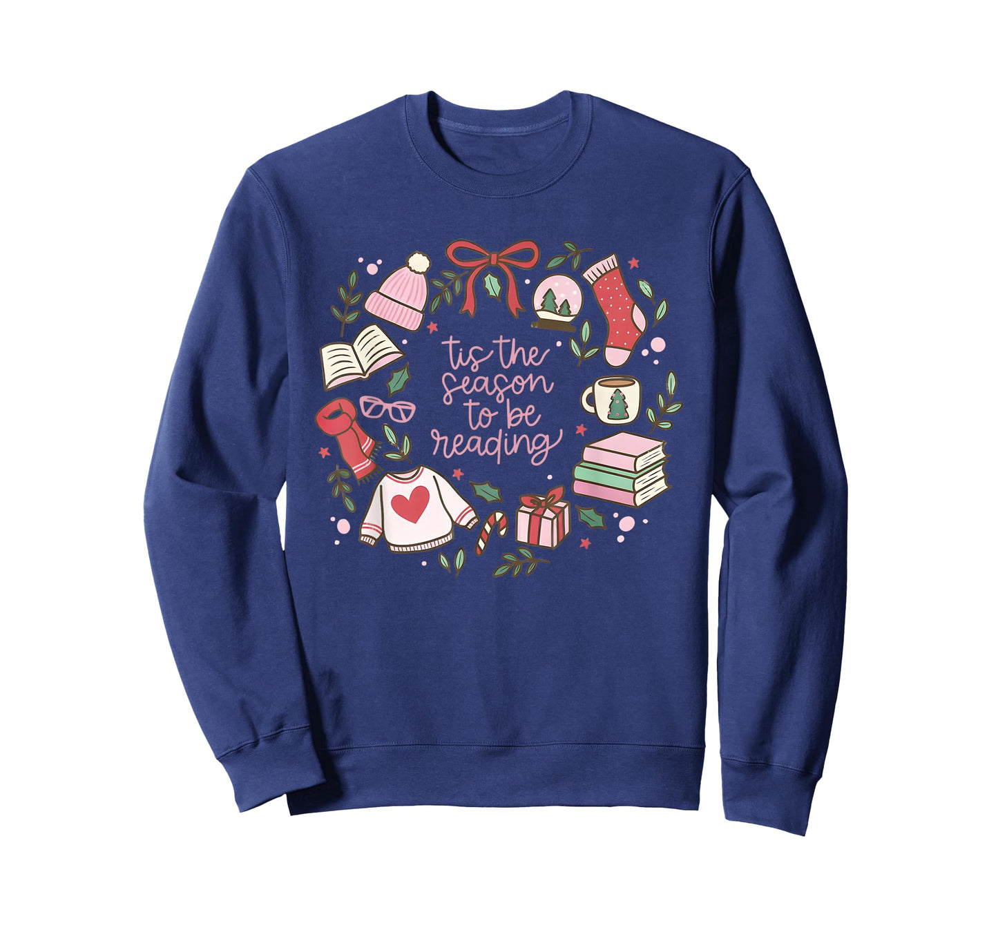 Funny Xmas Tis The Season to Be Reading Books Pajamas T-Shirt