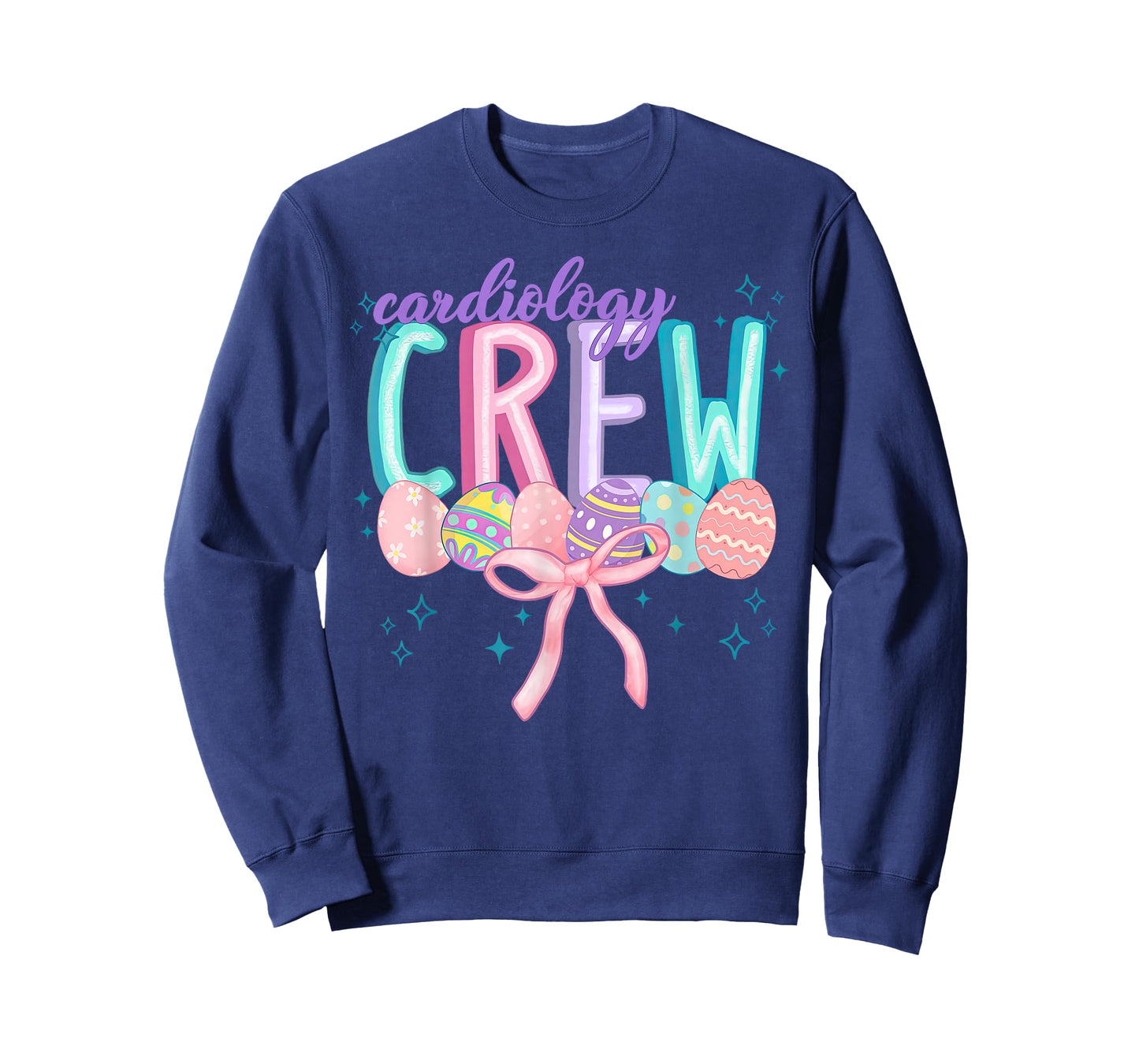 Coquette Bow Cardiology Crew Egg Bunny Easter Cardiac Nurse T-Shirt