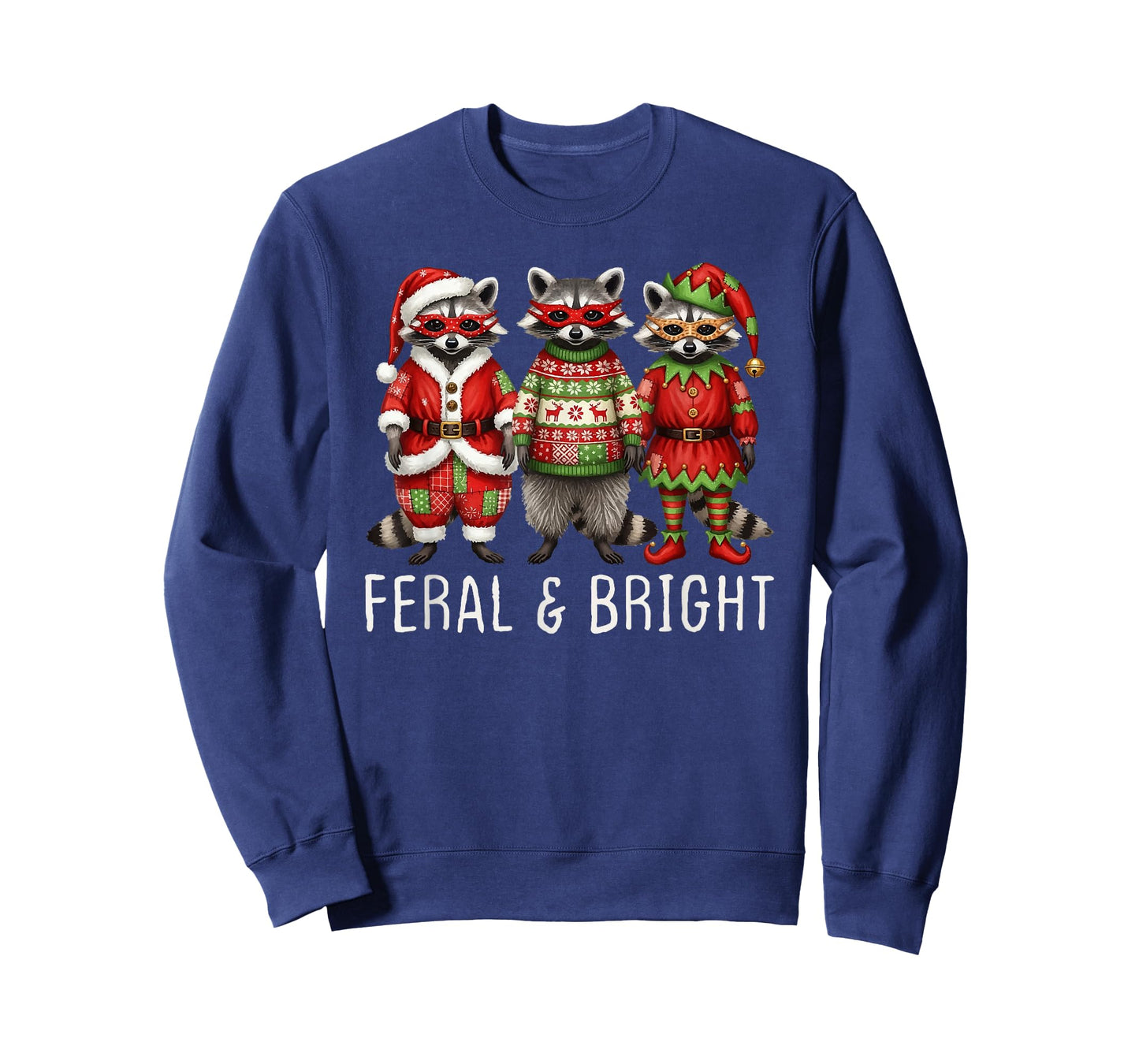 Feral and Bright Raccoon Santa Christmas Holiday Trio Racoon T-Shirt