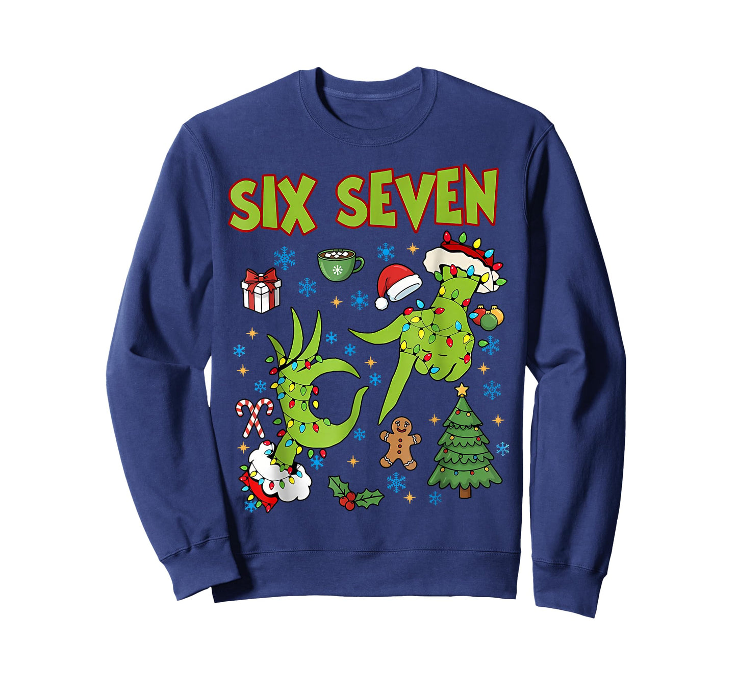 6 7 Six Seven Hand Gen Z Alpha Meme Slang Xmas Christmas T-Shirt