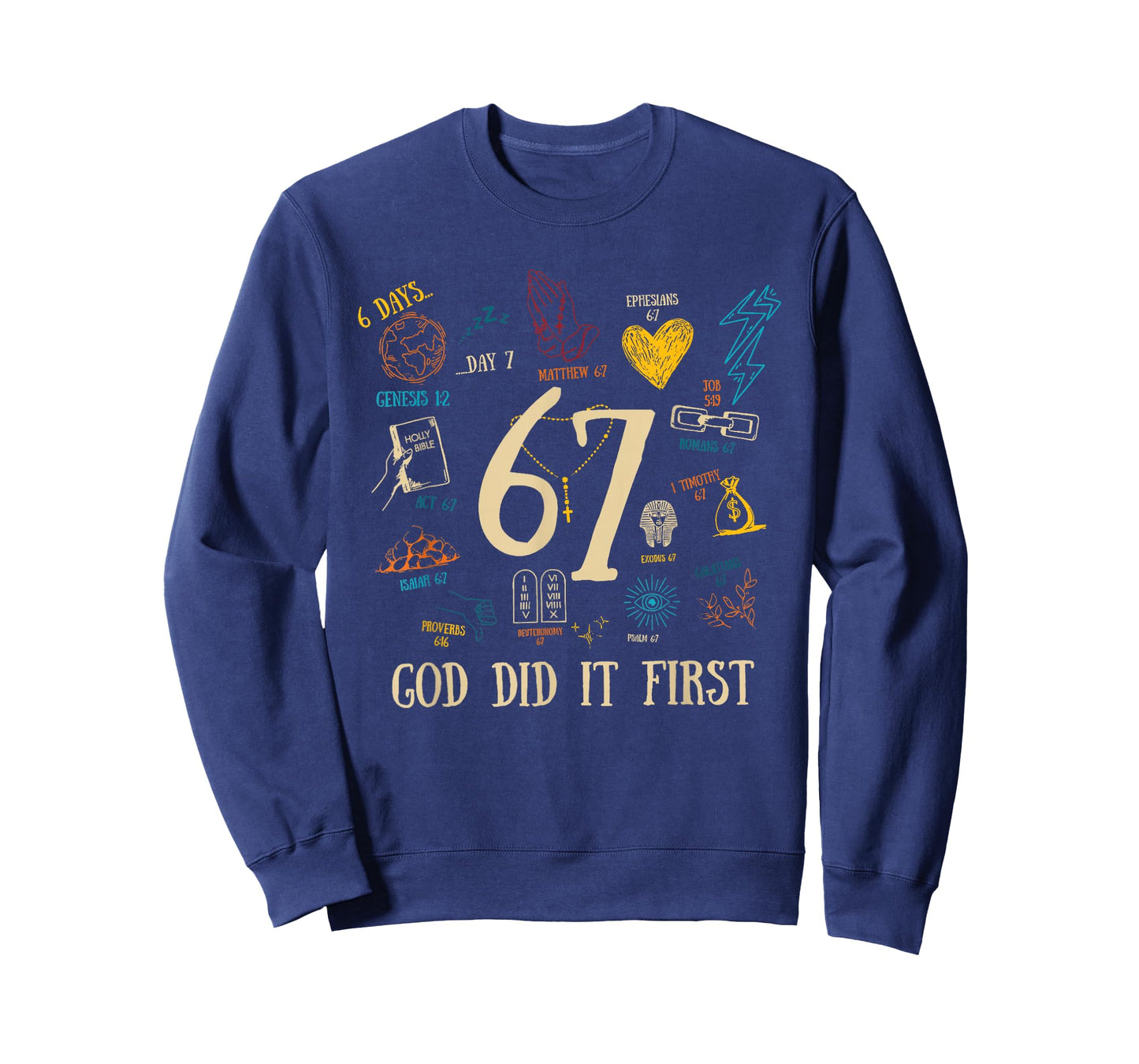 Vintage God Did It First 67 Six Seven Meme Christian Bible T-Shirt