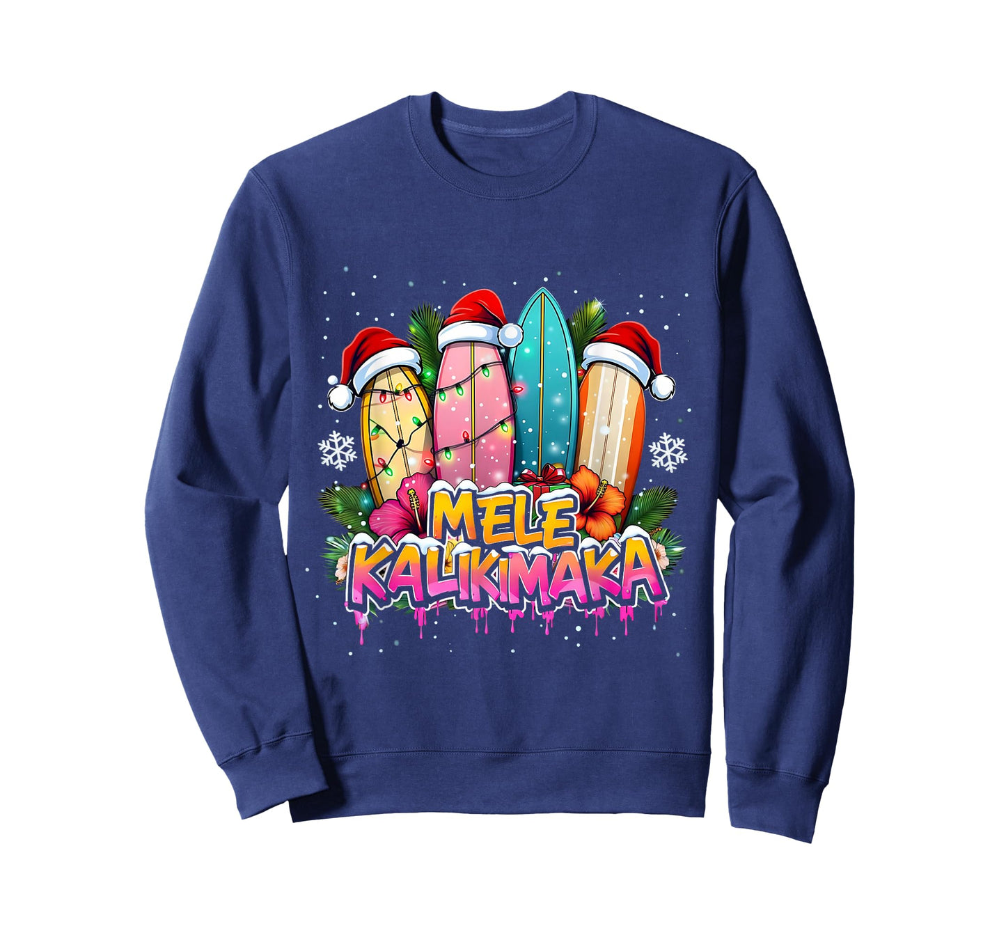 Mele Kalikimaka Surfboard Christmas Vibes T-Shirt
