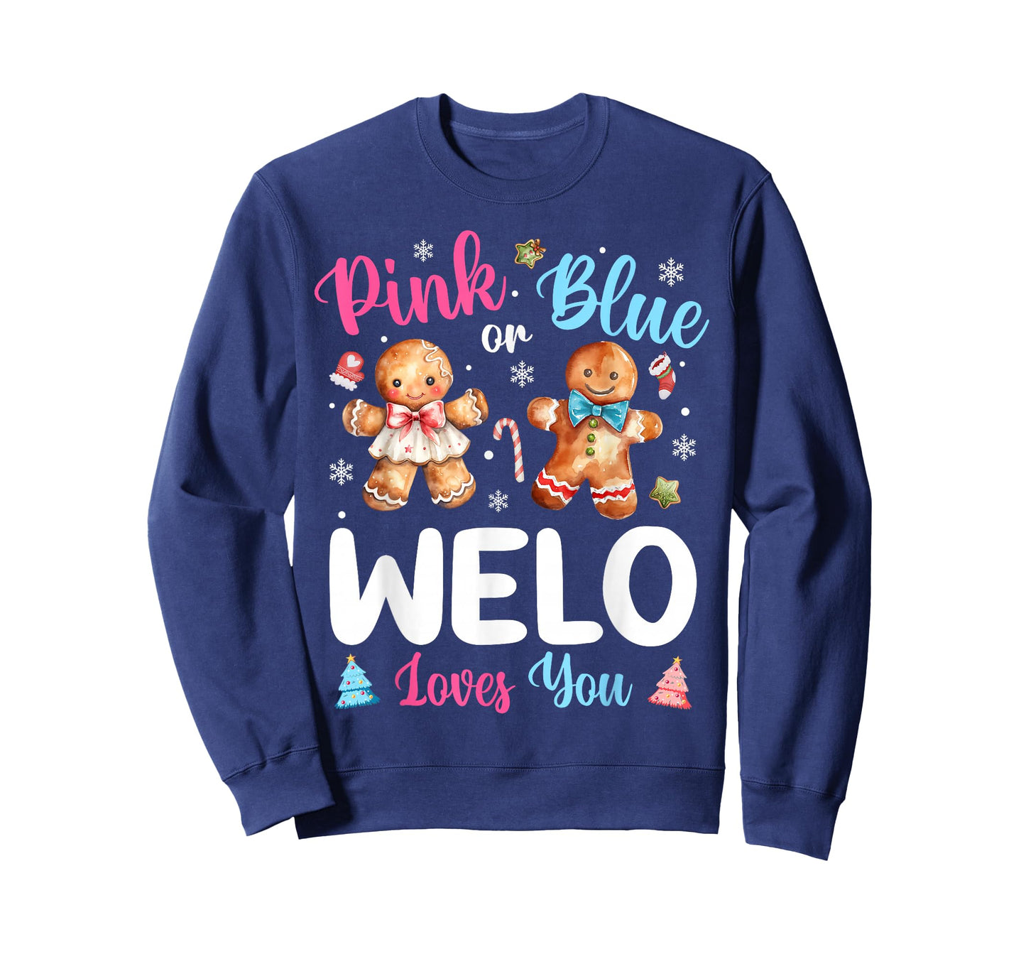 Pink or Blue Welo Loves You Gender Reveal Christmas T-Shirt