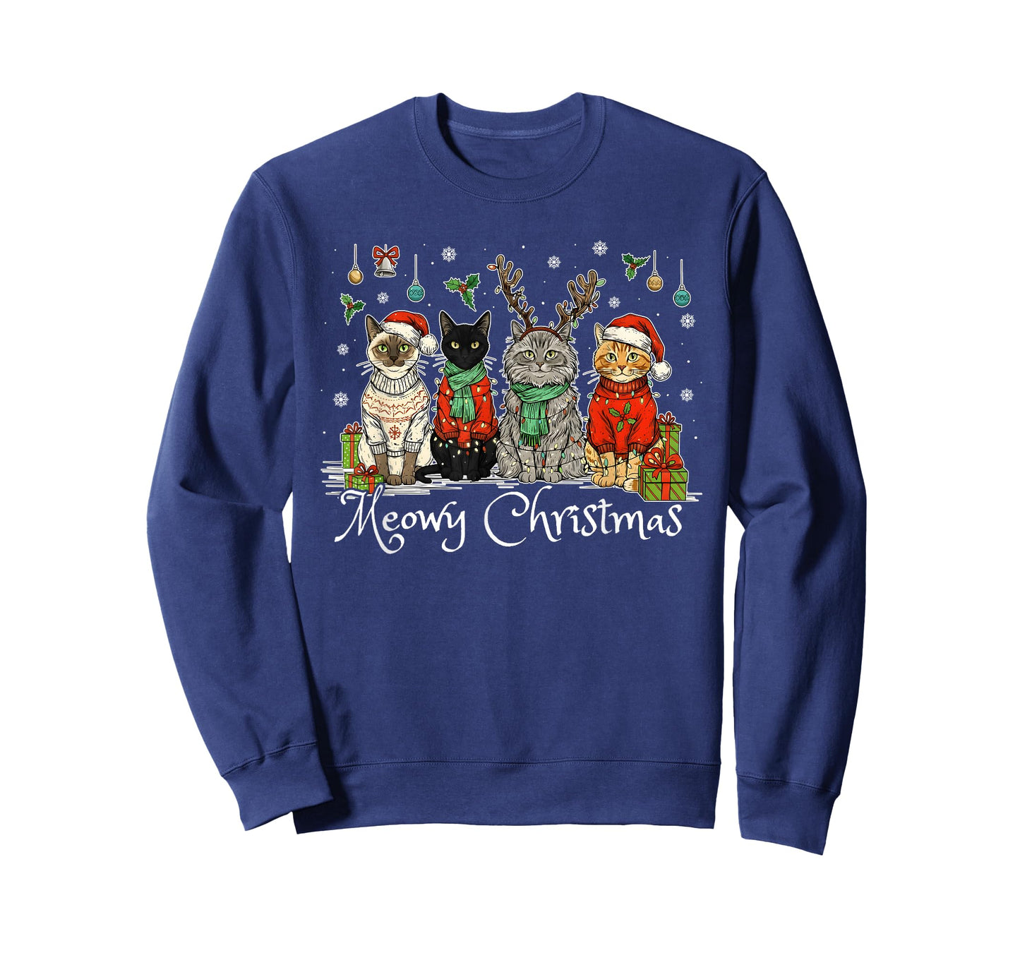 Meowy Catmas Cat Christmas Cute Kitten Cats Santa Hat Xmas T-Shirt