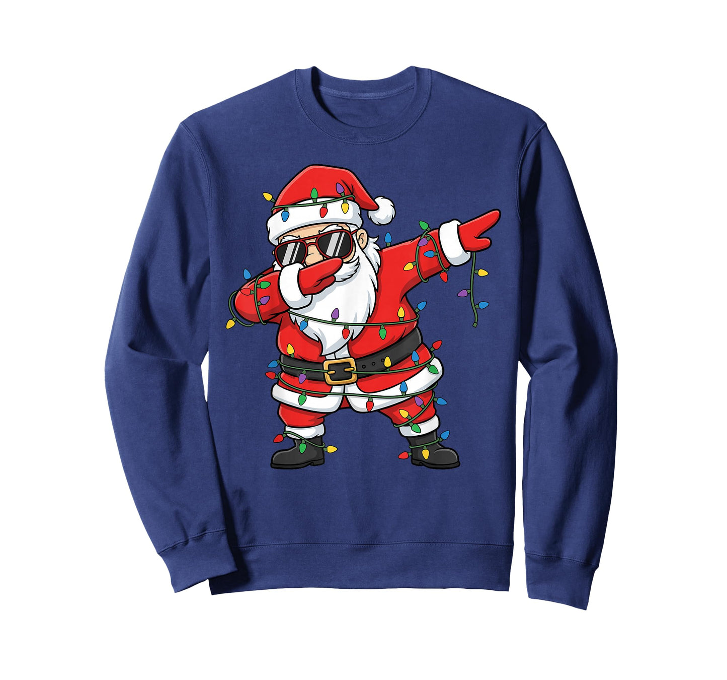 Funny Dabbing Santa Xmas Lights Men Boys Girls Christmas T-Shirt