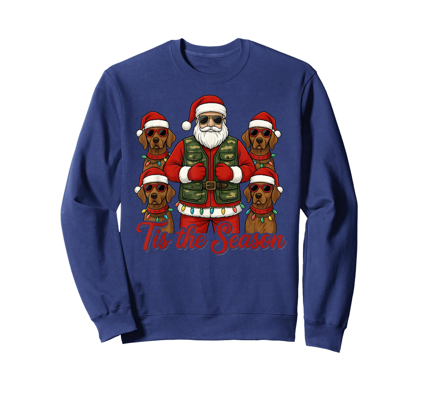 Tis The Season Santa with Hunting Dogs Funny Christmas T-Shirt