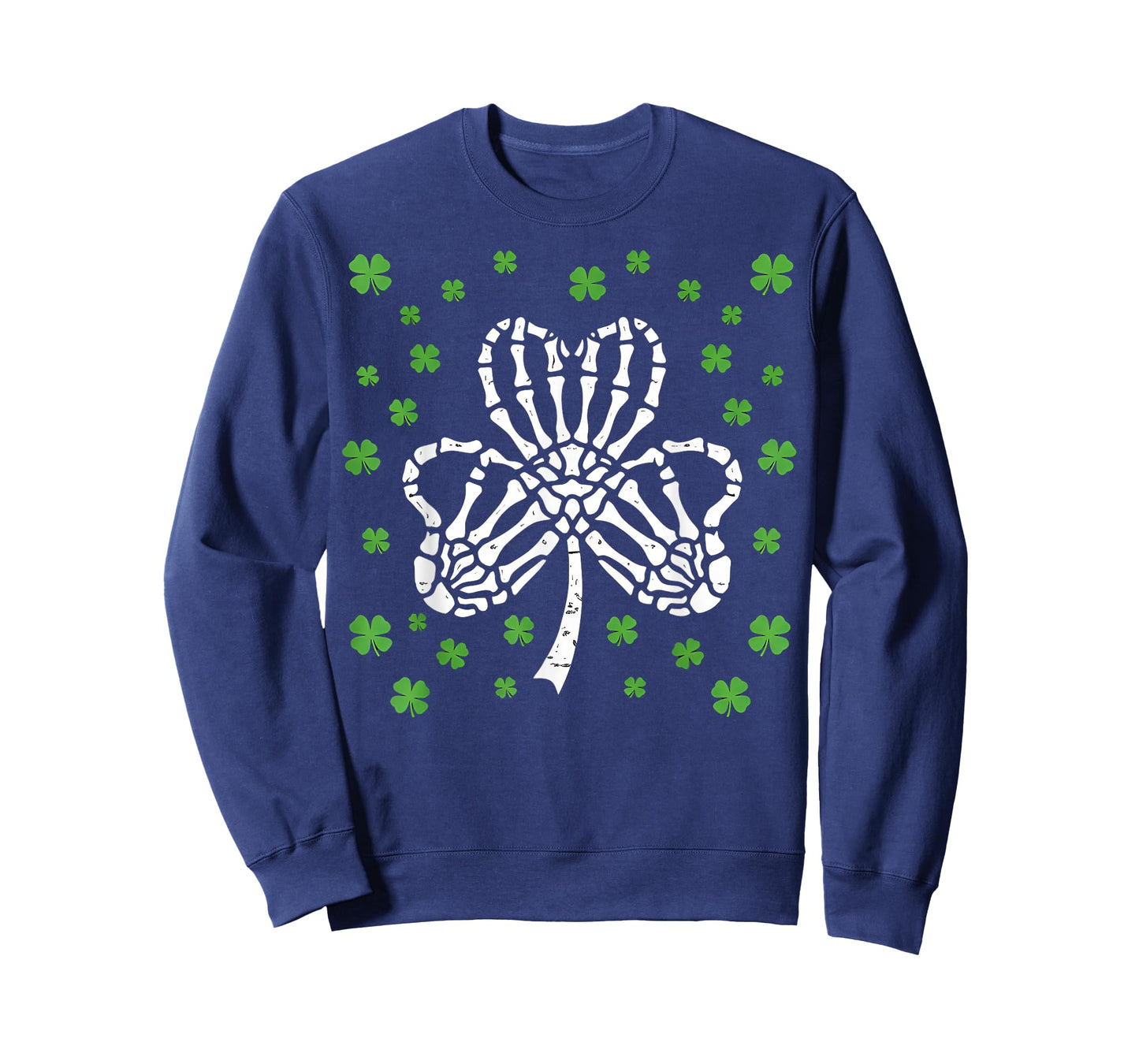 St Patrick Day Skeleton Hand Heart Shamrock Funny Women Kids T-Shirt