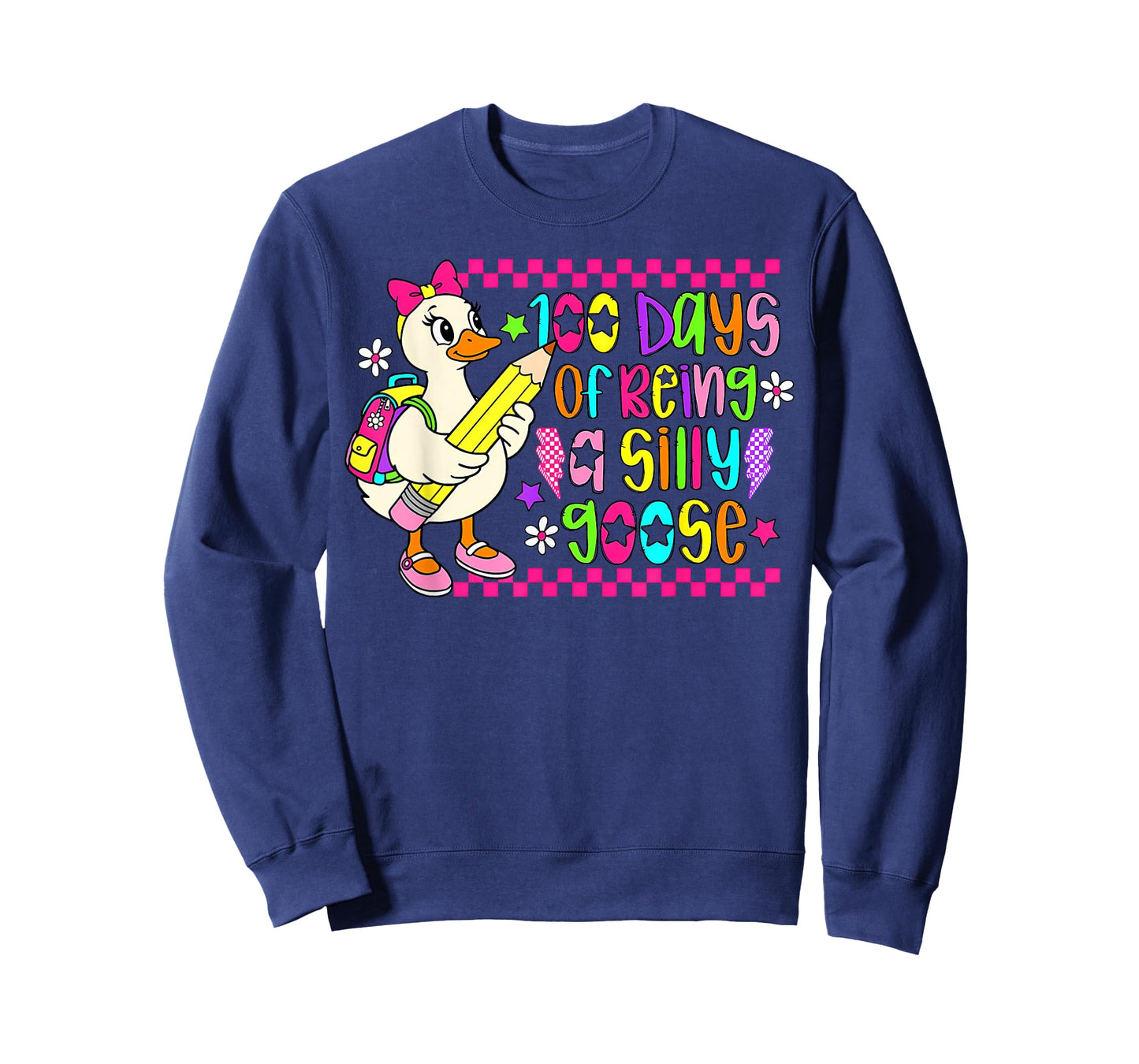 100 Days of School Girls Teacher 100th Day Silly Goose T-Shirt