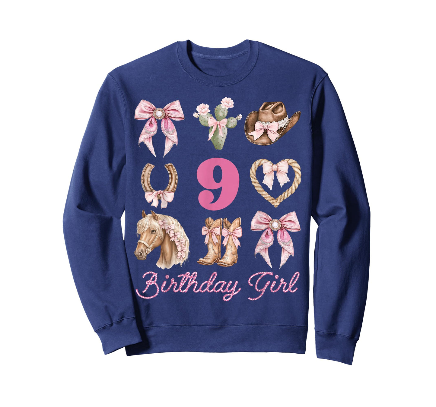 Western Coquette Bow 9th Birthday Girl Cowgirl 9 Year Old T-Shirt