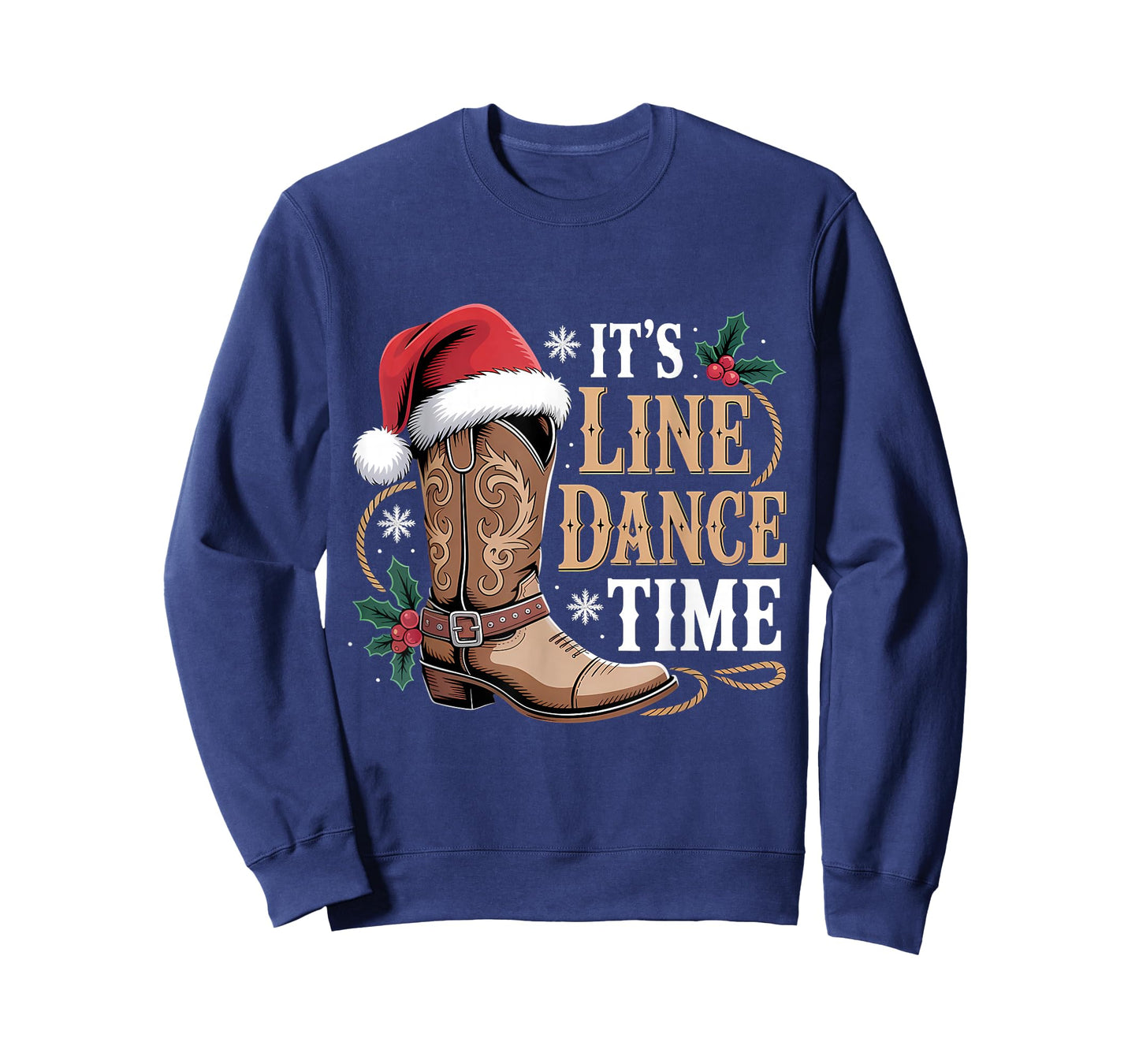 It's Line Dance Time Line Dancing Santa Hat Christmas Eve T-Shirt