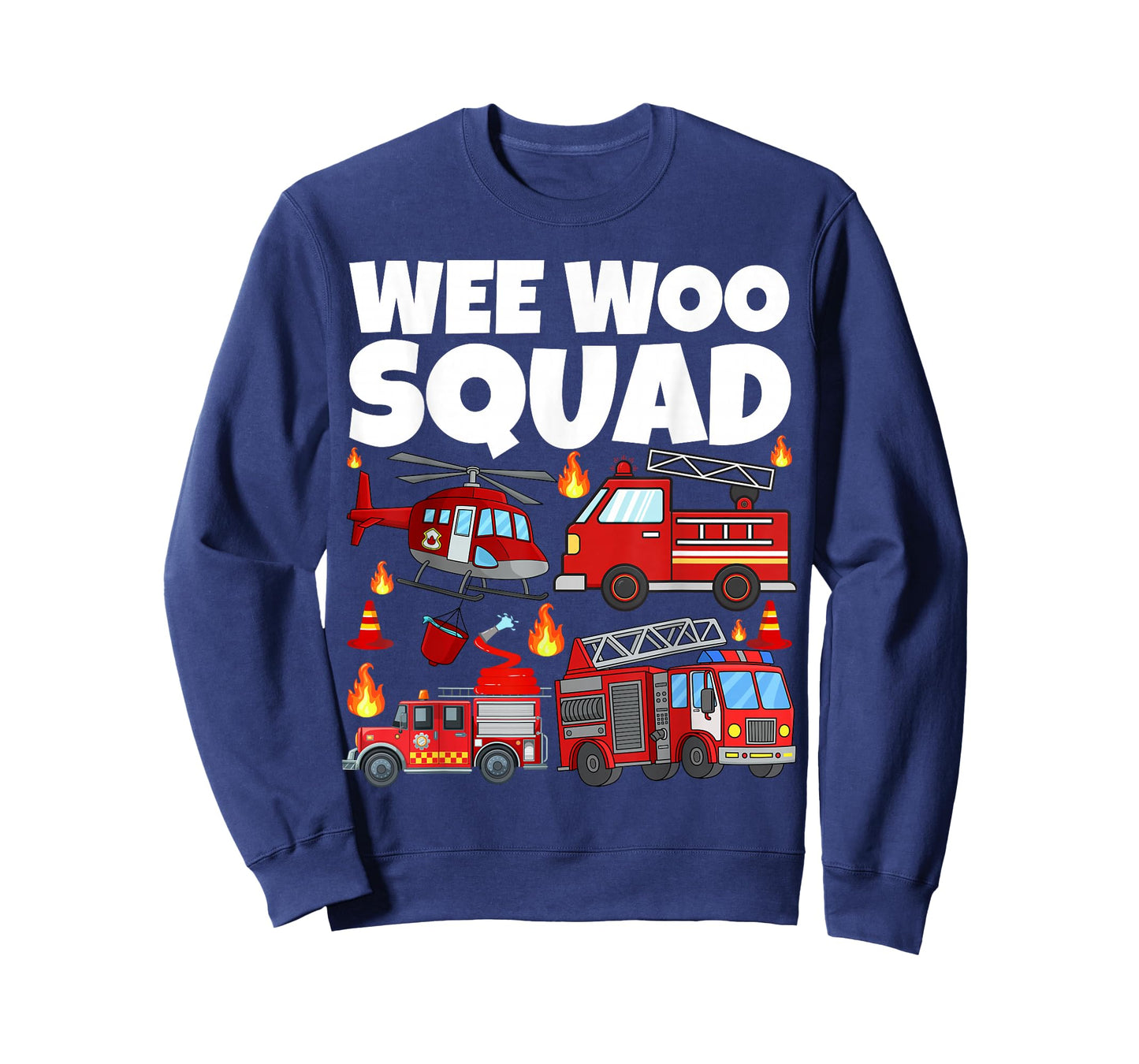 Funny Firefighter Fire Truck Fireman Wee Woo Squad Boys Kids T-Shirt
