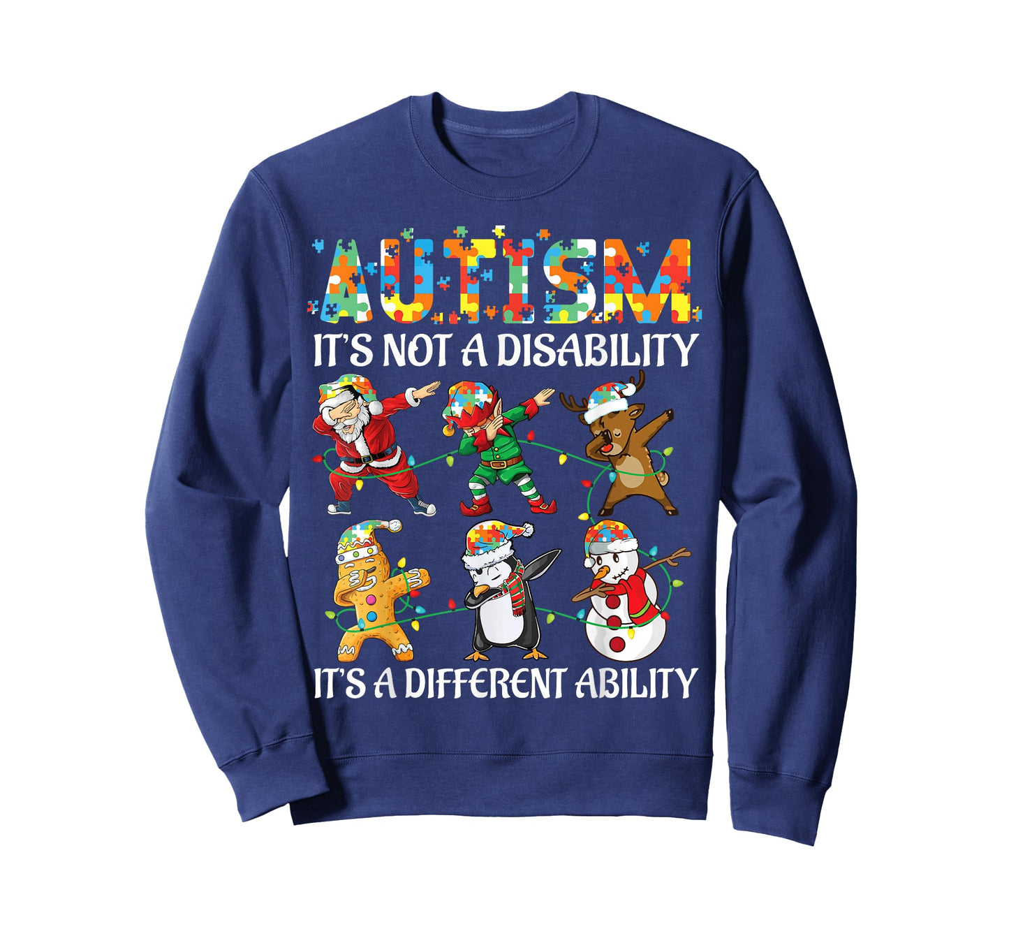 Autism Different Ability Christmas Santa and Elf Dabbing T-Shirt