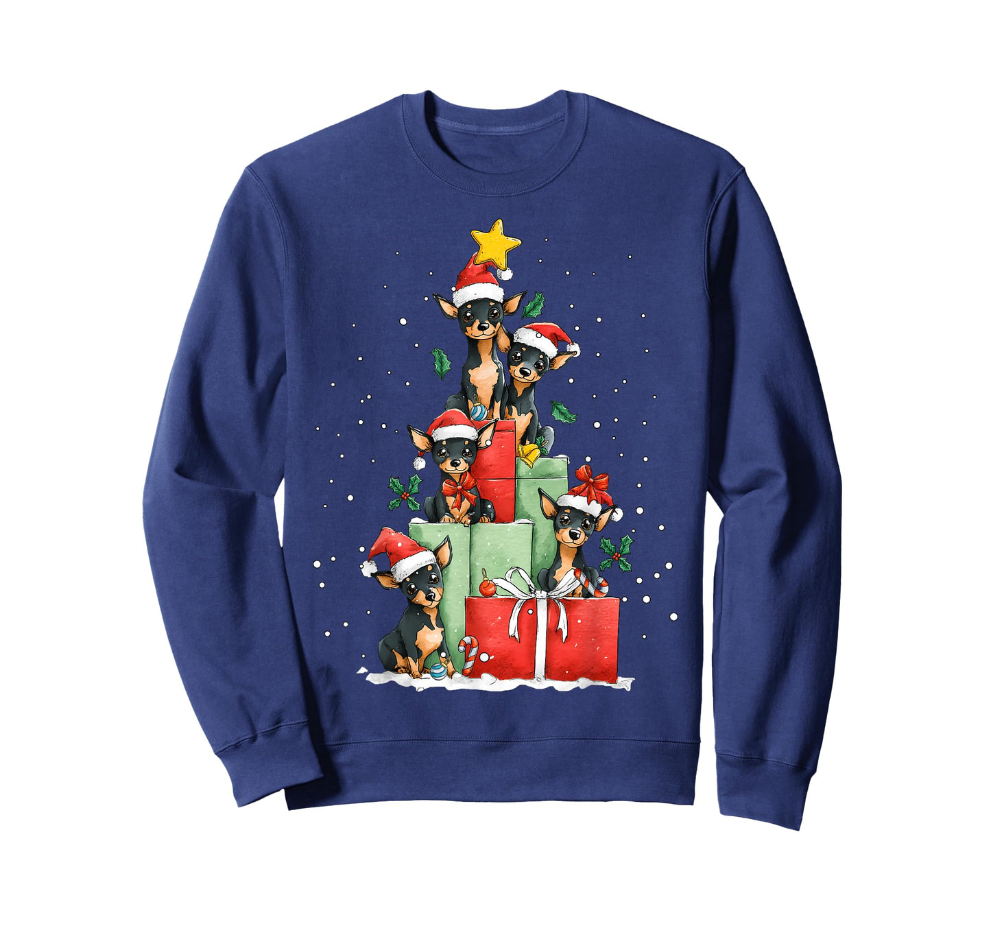 Cute Miniature Pinscher Minpin Dog Christmas Tree Xmas Hat T-Shirt