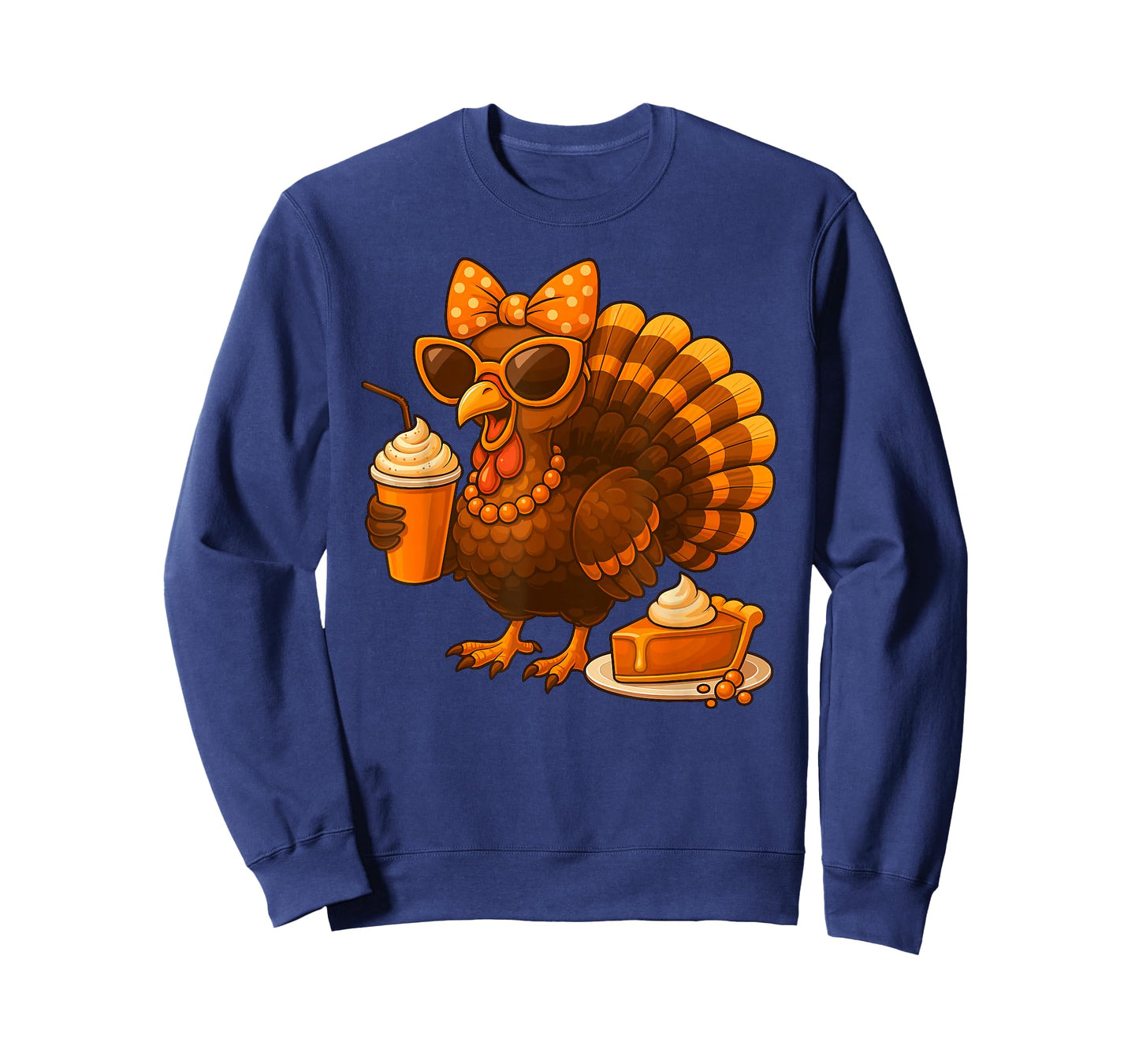 Thanksgiving Turkey Drinking Coffee Bow Womens Turkey T-Shirt