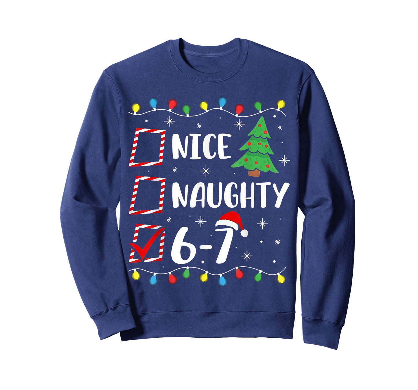 Christmas Nice Naughty 67 Brainrot Funny 6-7 Meme T-Shirt
