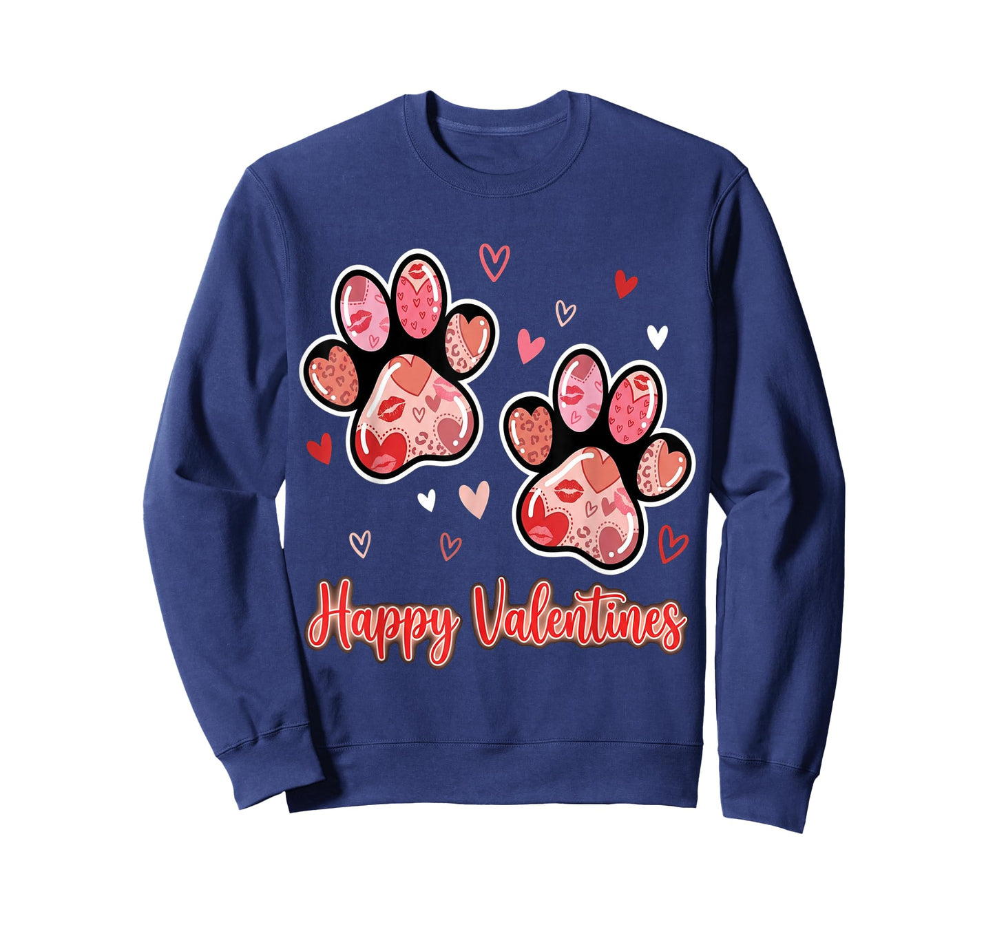 Hearts Cute Paw Valentine Dog and Happy Valentines Cat Lover T-Shirt