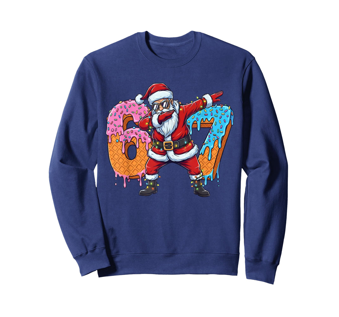 6 7 Ice Cream Drip Santa Six Seven Meme Kids 67 Christmas T-Shirt