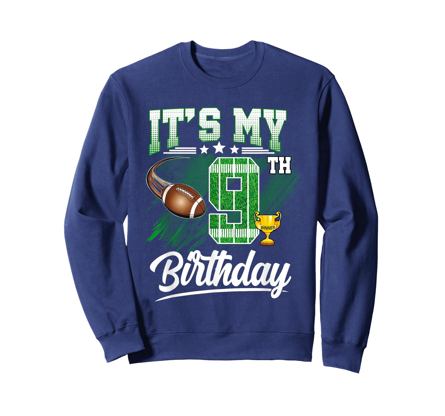 Kids 9 Year Old It's My 9th Birthday Football Themed Party T-Shirt