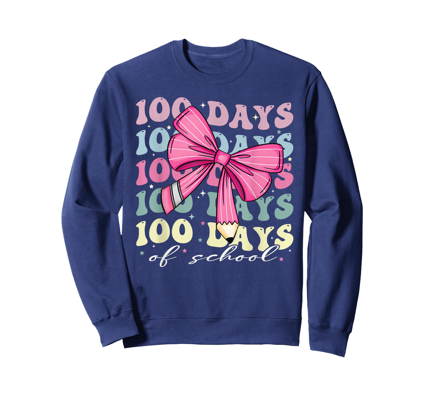 100 Days of School Girls Coquette Bow Pencil Student Cute T-Shirt