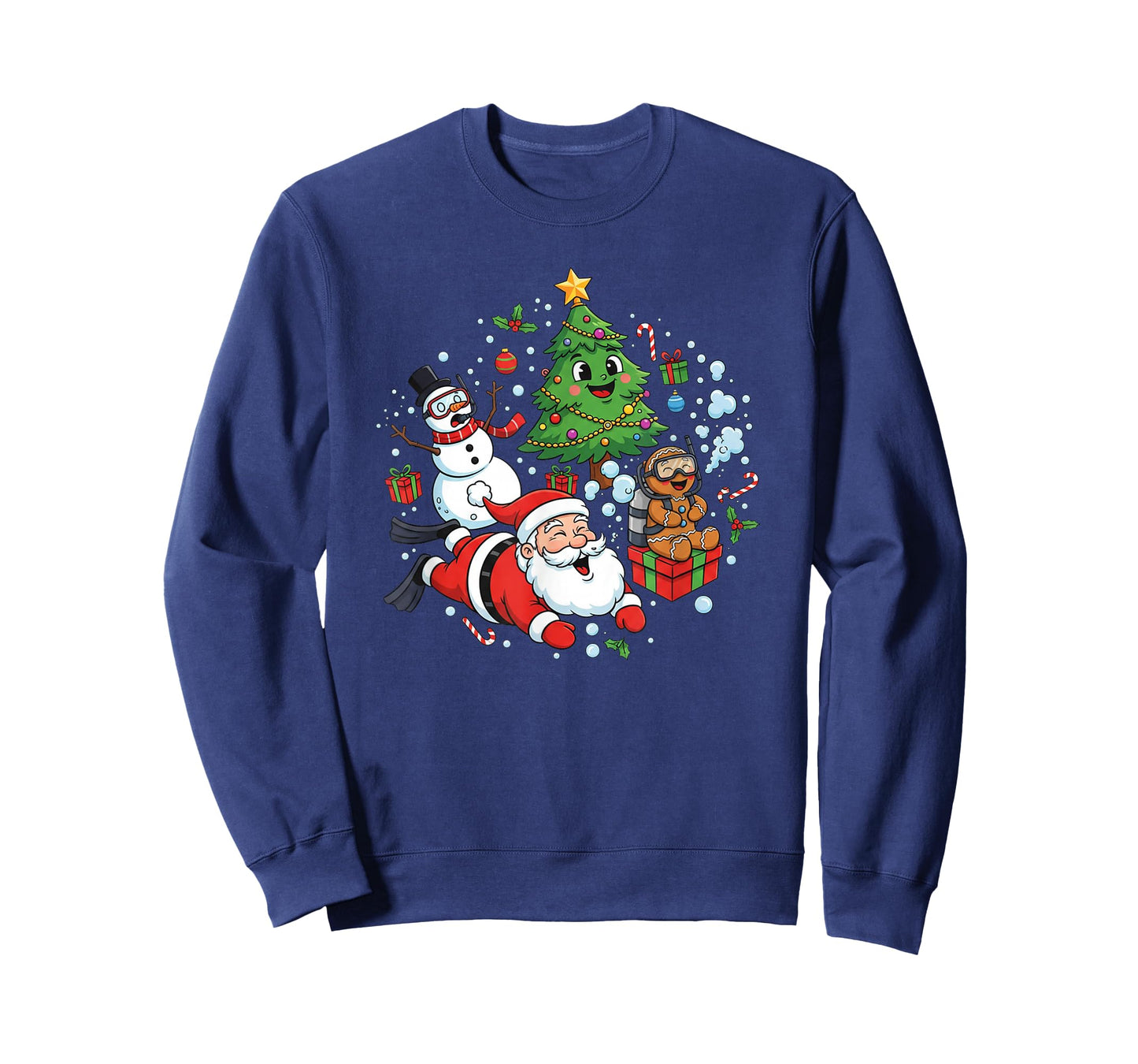 Scuba Diving Scuba Dive Diver Santa Snowman Christmas Tree T-Shirt
