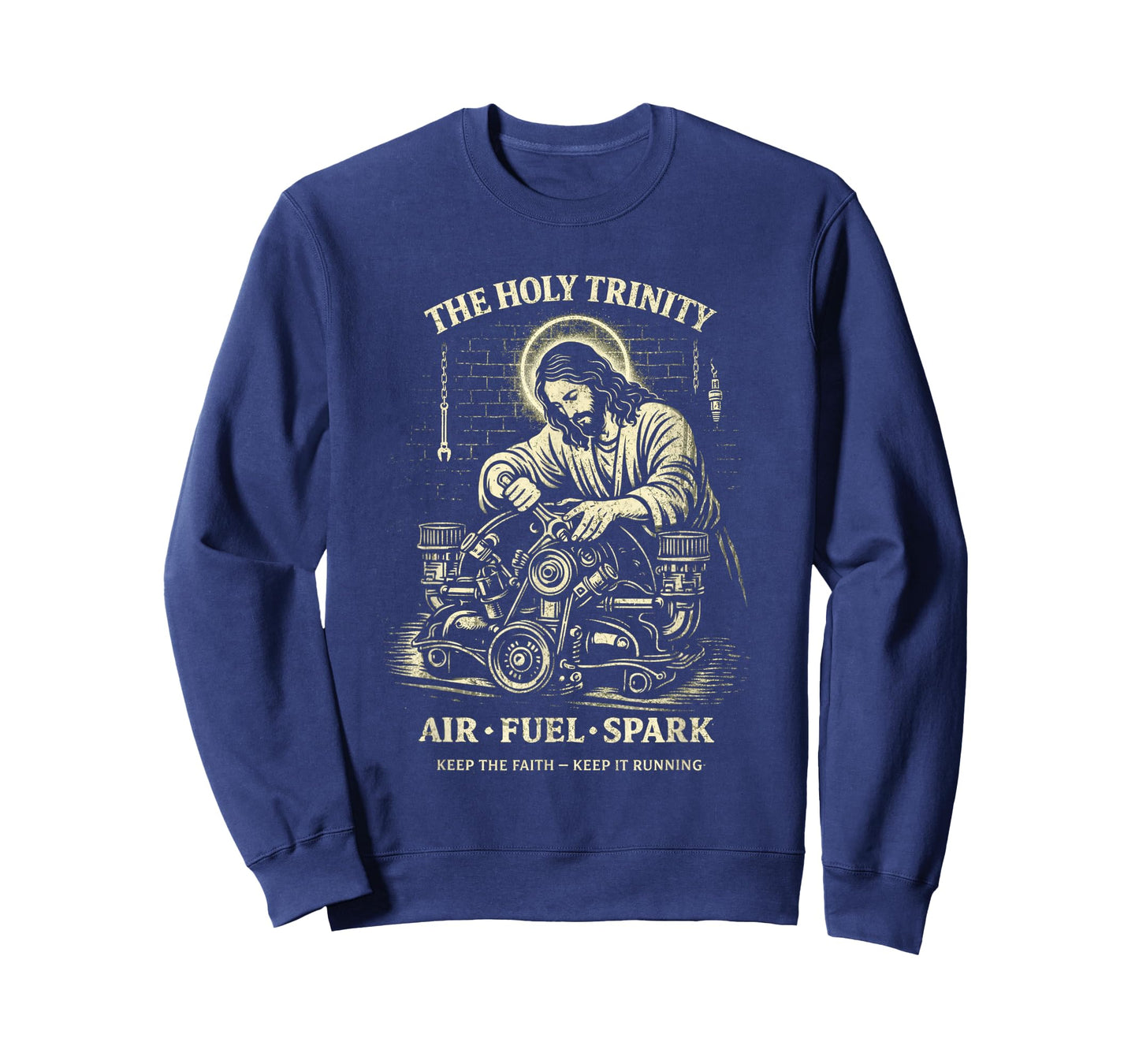 Holy Trinity Air Fuel Spark Keep The Faith Keep It Running T-Shirt