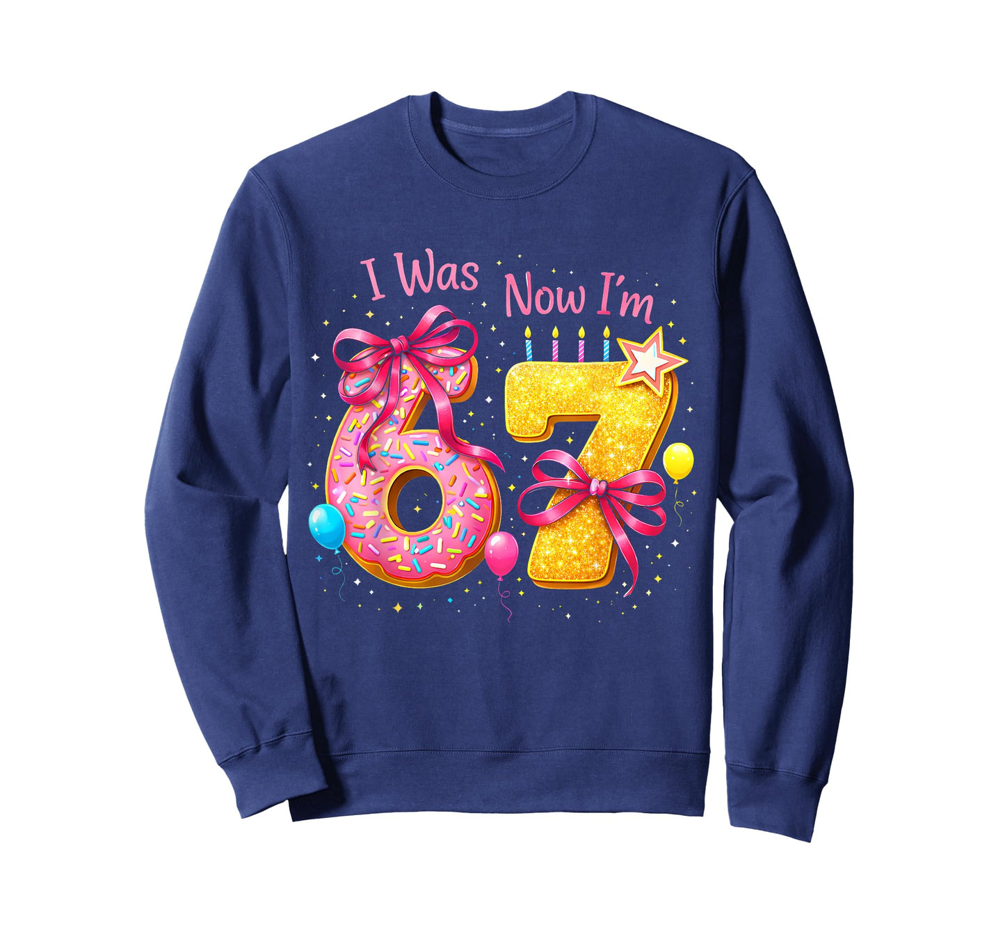 7th Birthday Girl I was 6 Now I'm 7 Years Old Girls Birthday T-Shirt