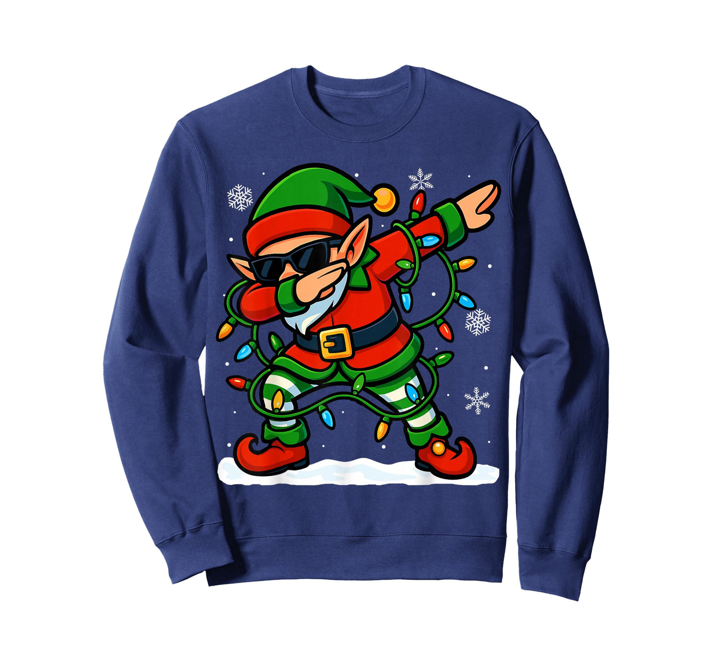 Dabbing Elf Christmas Girls Xmas Lights Funny Boys Christmas T-Shirt