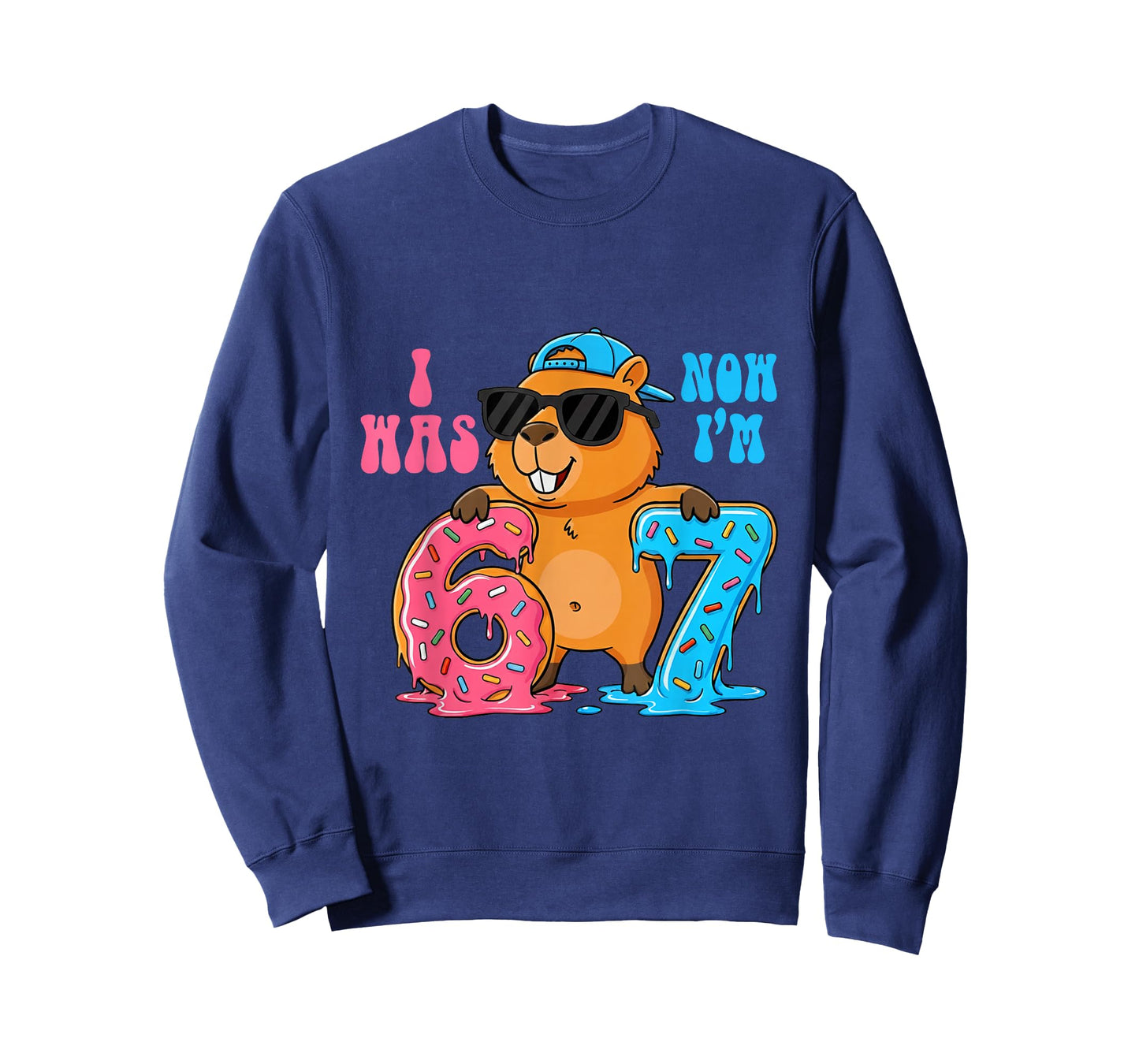 I was Six Now I'm Seven 6 7 Capybara 67 Meme 7th Birthday T-Shirt