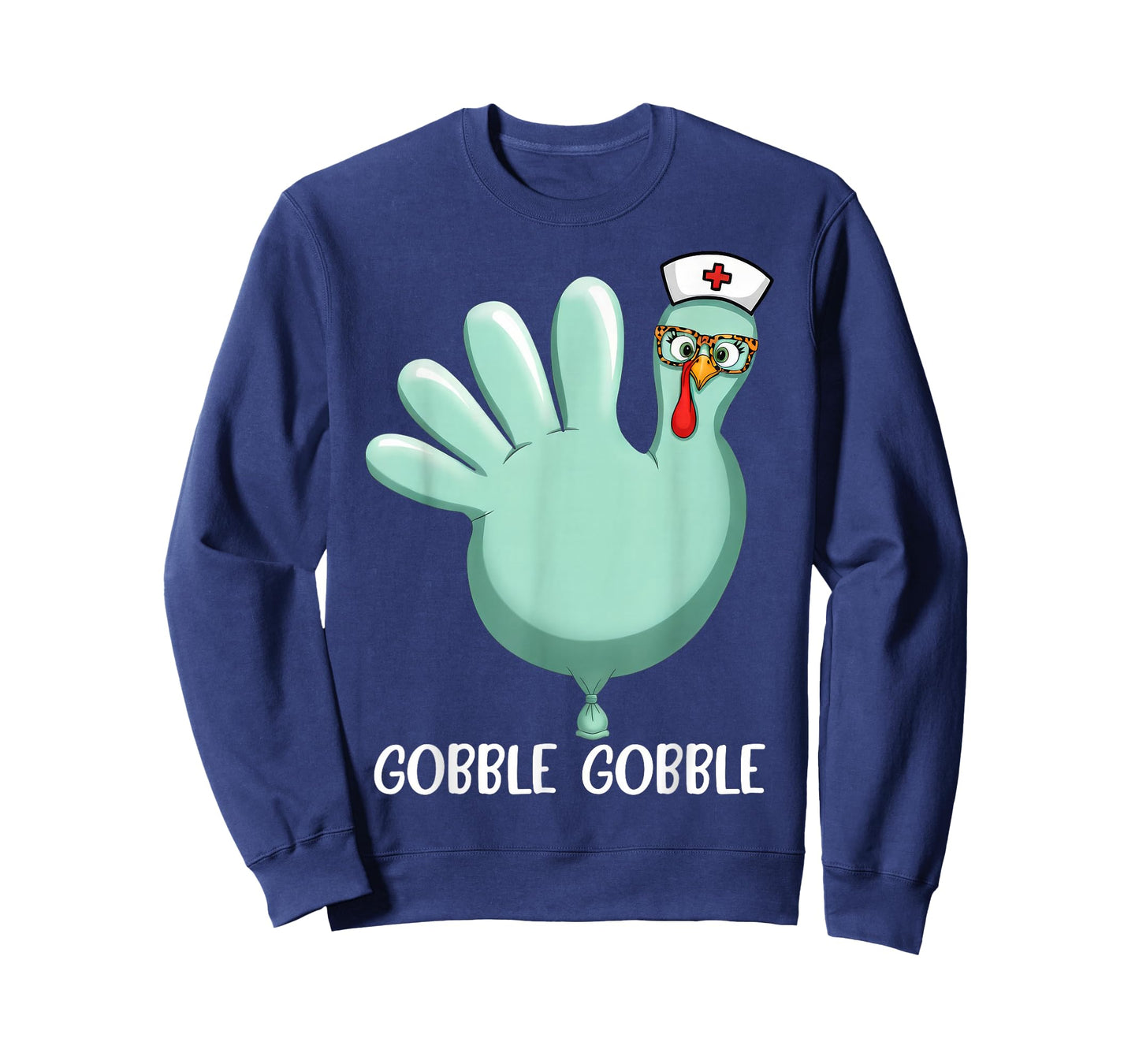 Thanksgiving Turkey Glove Gobble Thankful Nurse Medical Fall T-Shirt