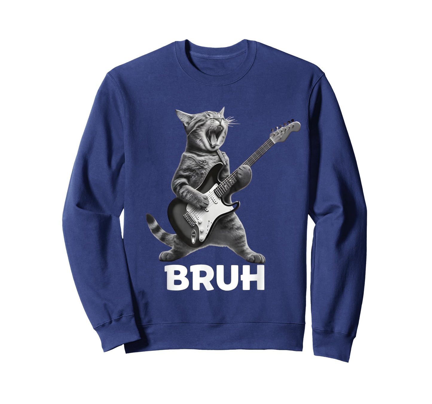 Bruh Cat Playing Guitar Rock Classic Funny Men Women Kid T-Shirt