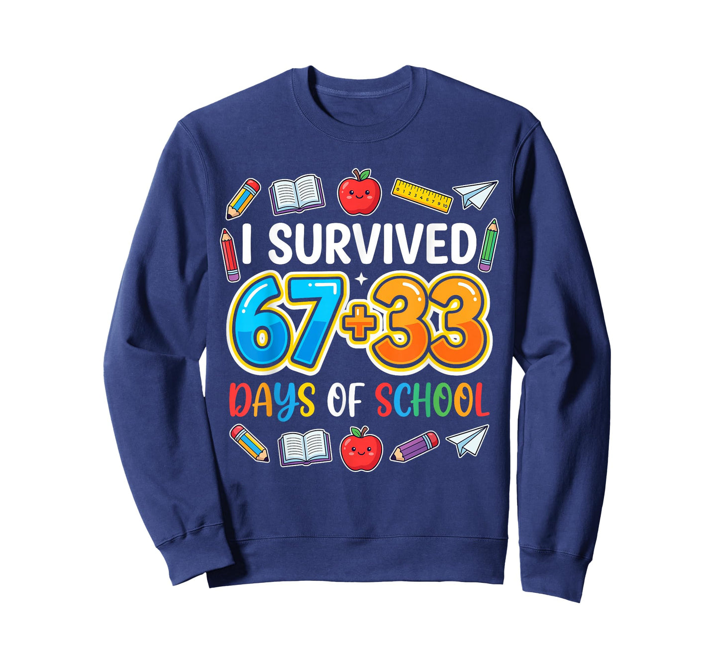 100th Day Boys I Survived 67 + 33 Funny 100 Days of School T-Shirt