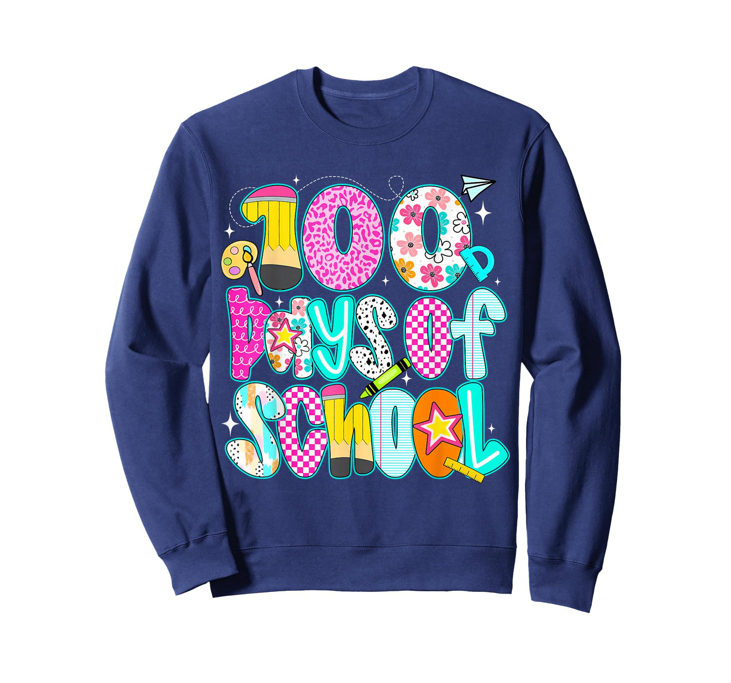 Preppy Floral Pencil 100 Days of School Teacher Student T-Shirt