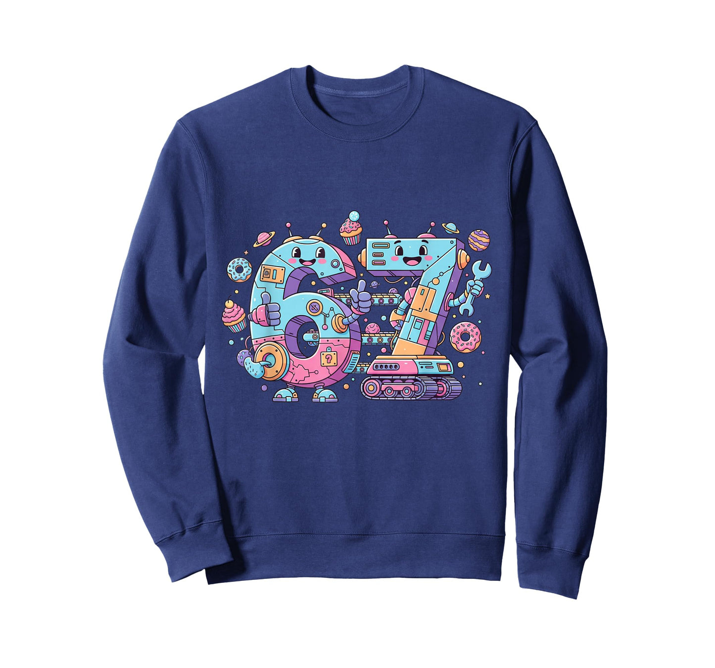 Funny Six Seven Cute Vintage & Retro Robot Art Number 67 Tee T-Shirt