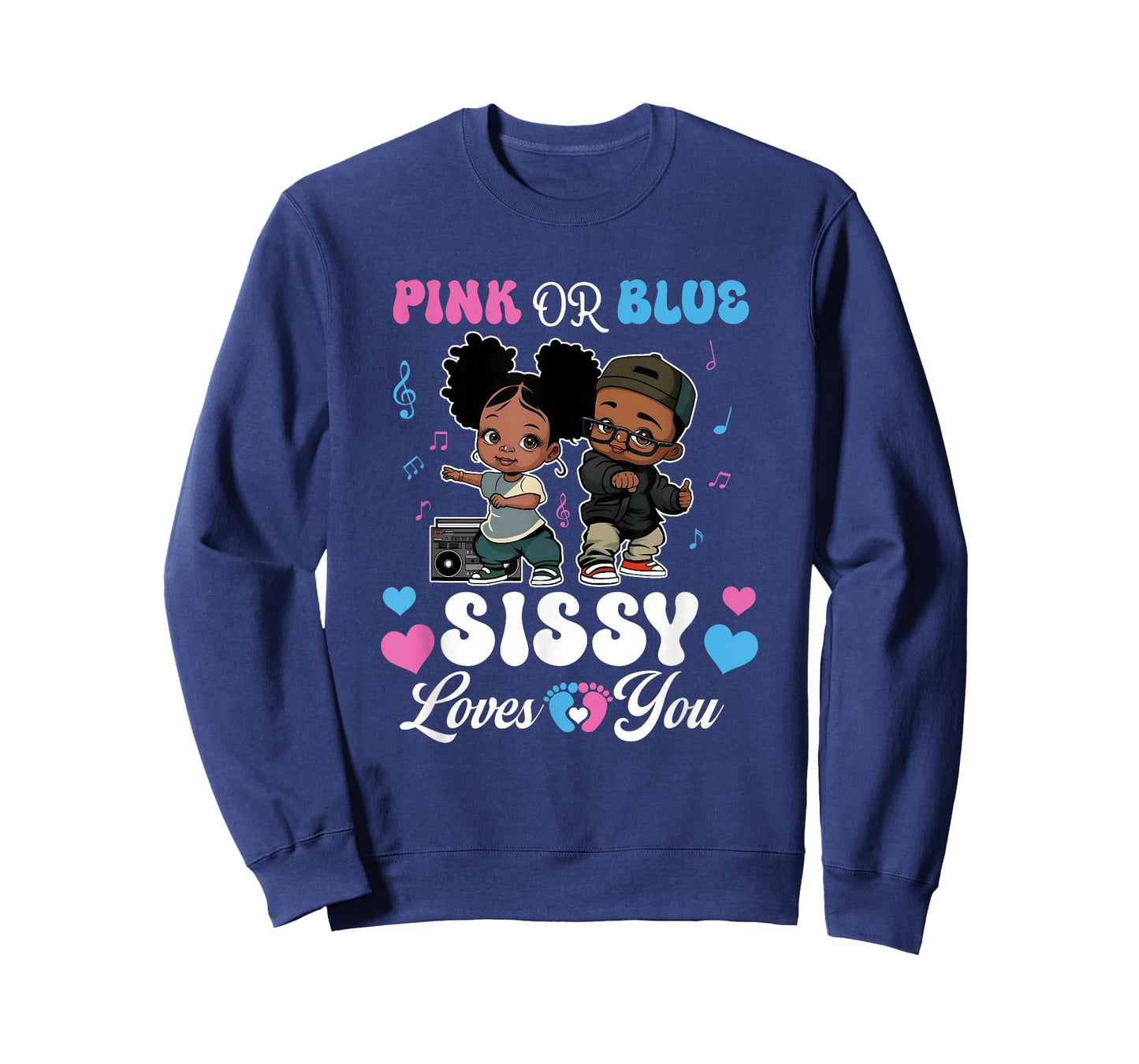 Pink Or Blue Sissy Loves You Black Baby Gender Reveal T-Shirt