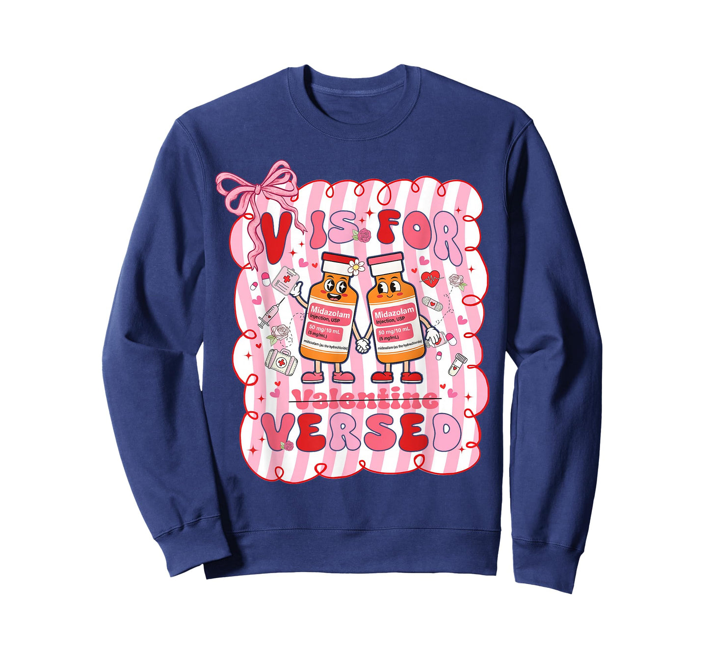 Valentine V is for Versed Pacu CRNA Nurse Girl Women T-Shirt