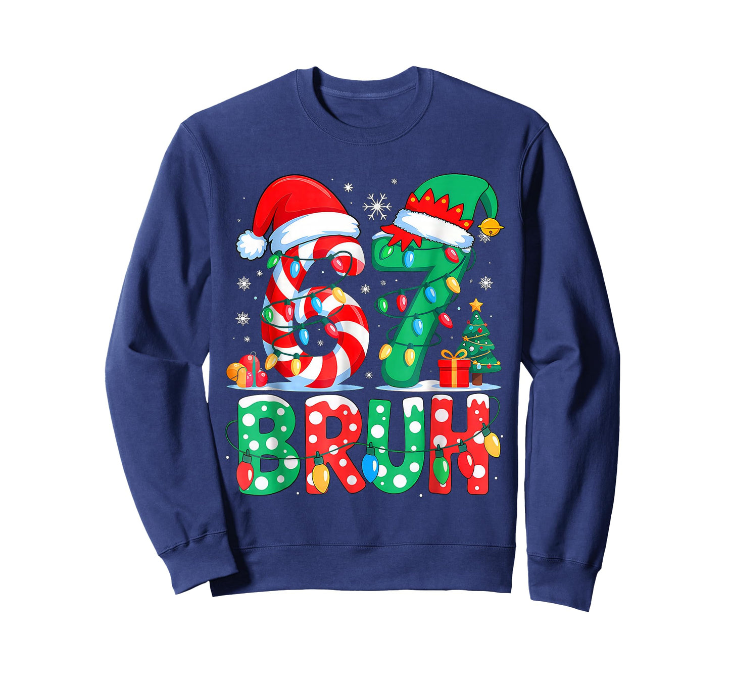 Funny Six Seven 6 7 Meme Christmas Family Xmas Santa 67 T-Shirt