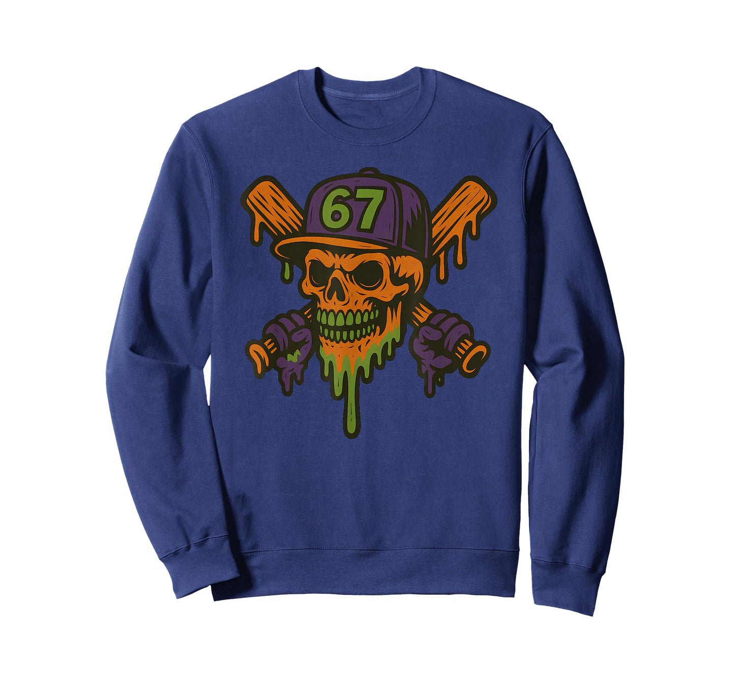 Six Seven 6 7 Baseball Skull Drip Halloween Horror Sports T-Shirt