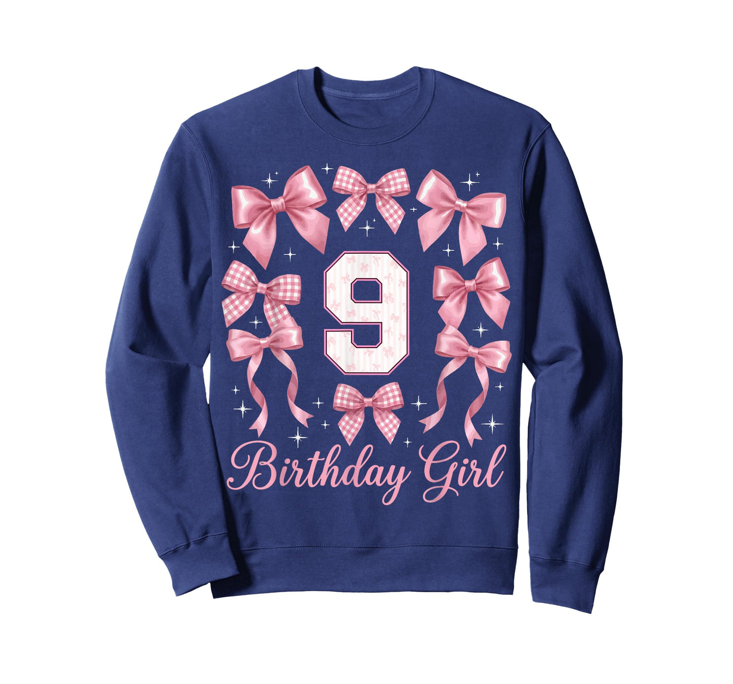 9th Birthday Shirt for Girls Coquette Bow Nine 9 Year Old T-Shirt