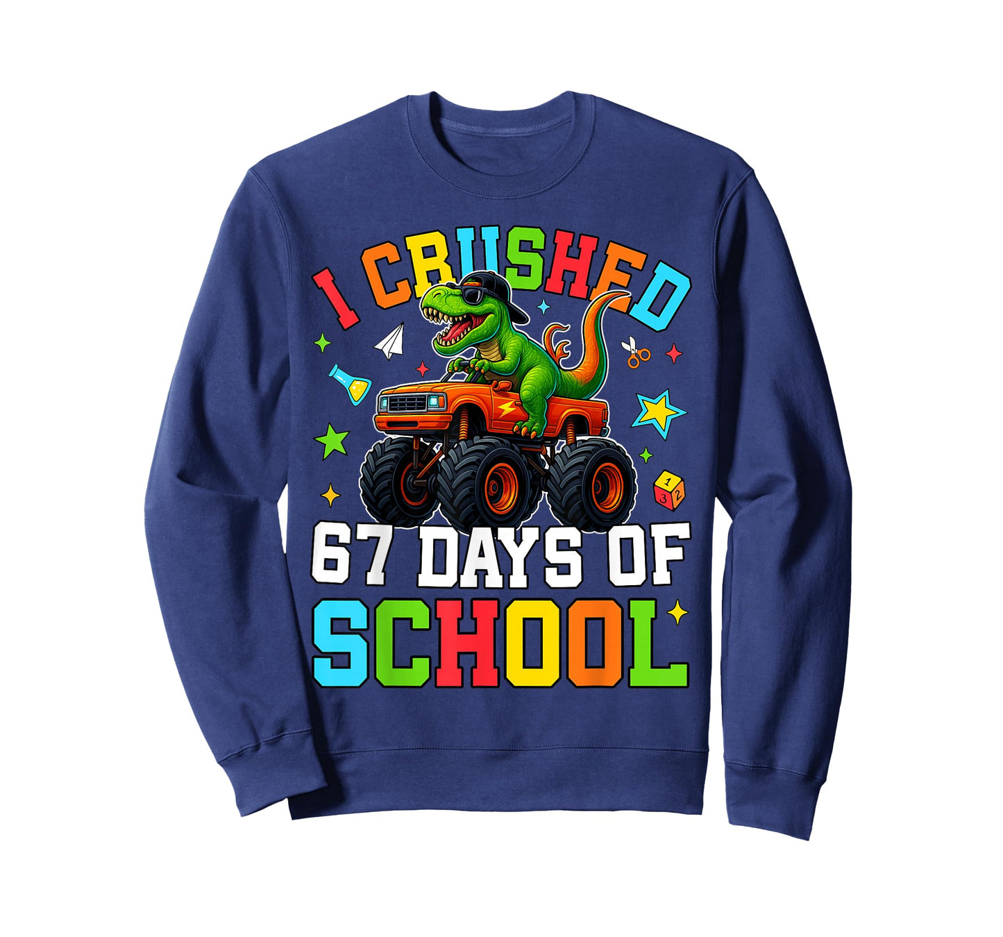 I Crushed 67 Days of School Funny Six Seven Meme Boys Kids T-Shirt