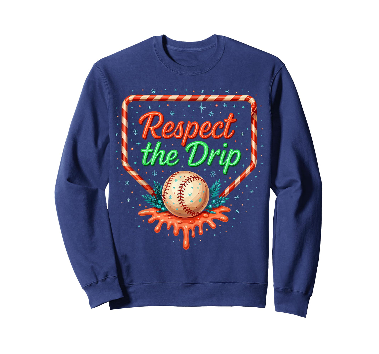 Baseball Lifestyle Apparel, Xmas Baseball Respect The Drip T-Shirt