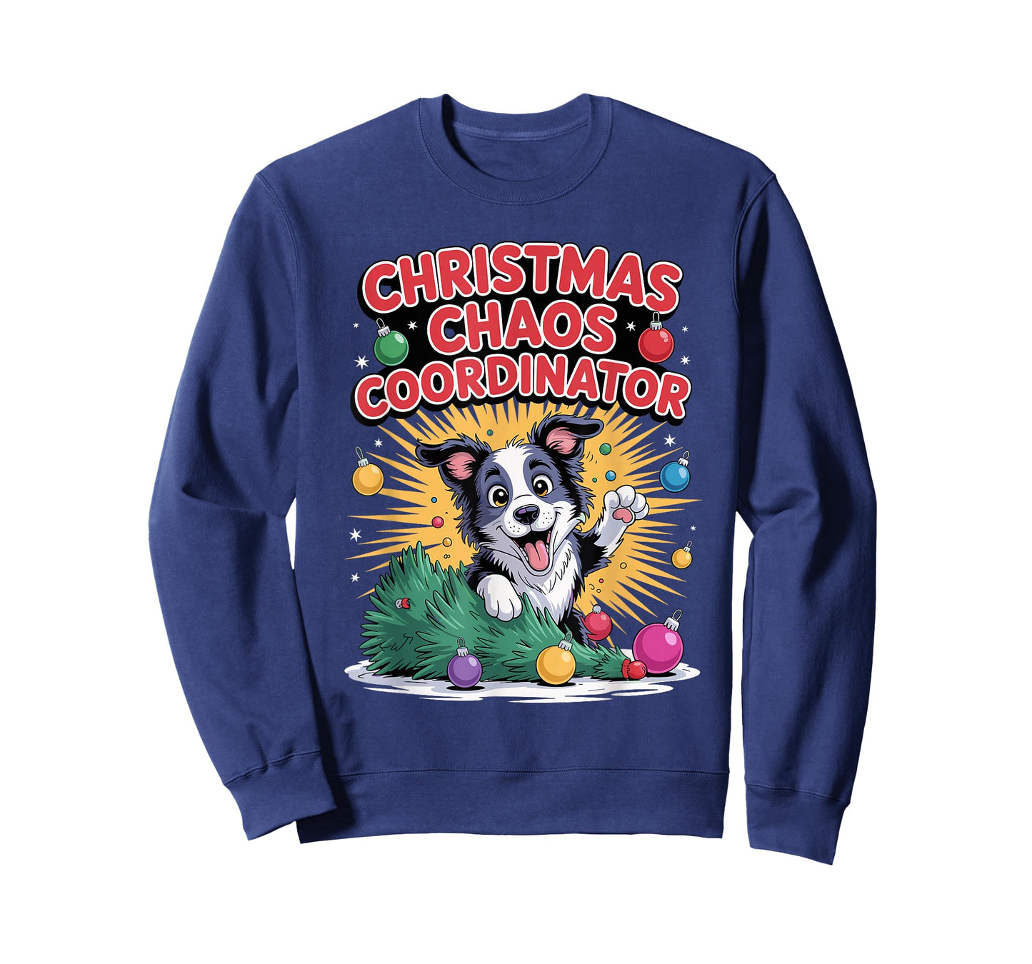 Christmas Chaos Coordinator Xmas Dog Funny Border Collie T-Shirt