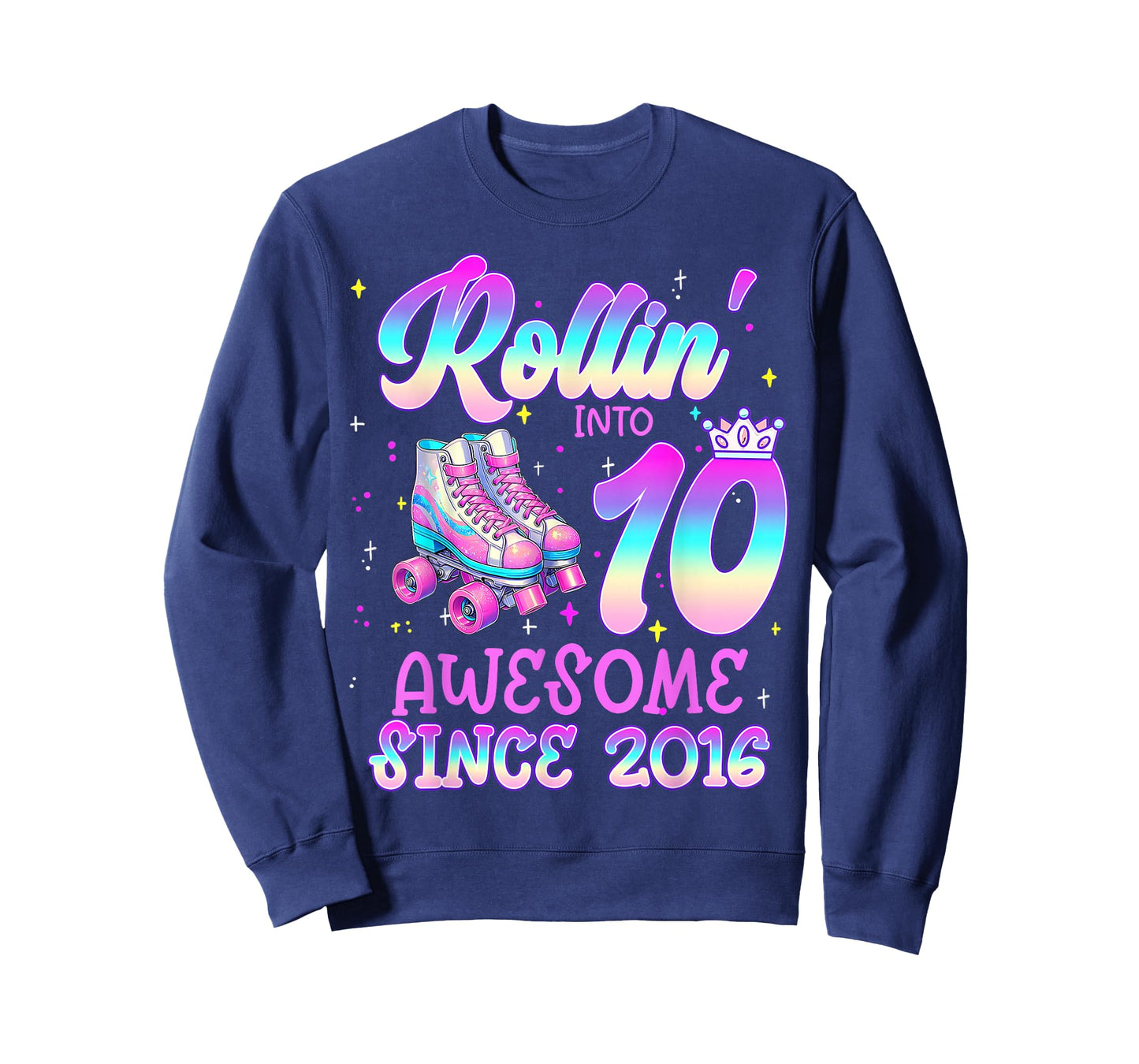 Rolling Into 10 Year Old 10th Birthday Girl Roller Skating T-Shirt