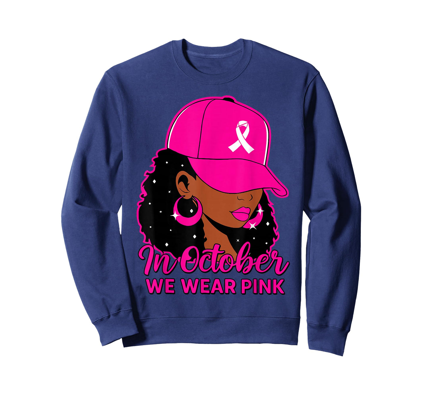 in October We Wear Pink Black Women Breast Cancer Awareness T-Shirt