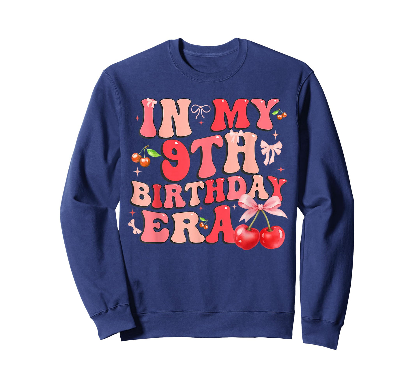 in My 9th Birthday Era Cherry Coquette Bow 9 Year Old Girls T-Shirt