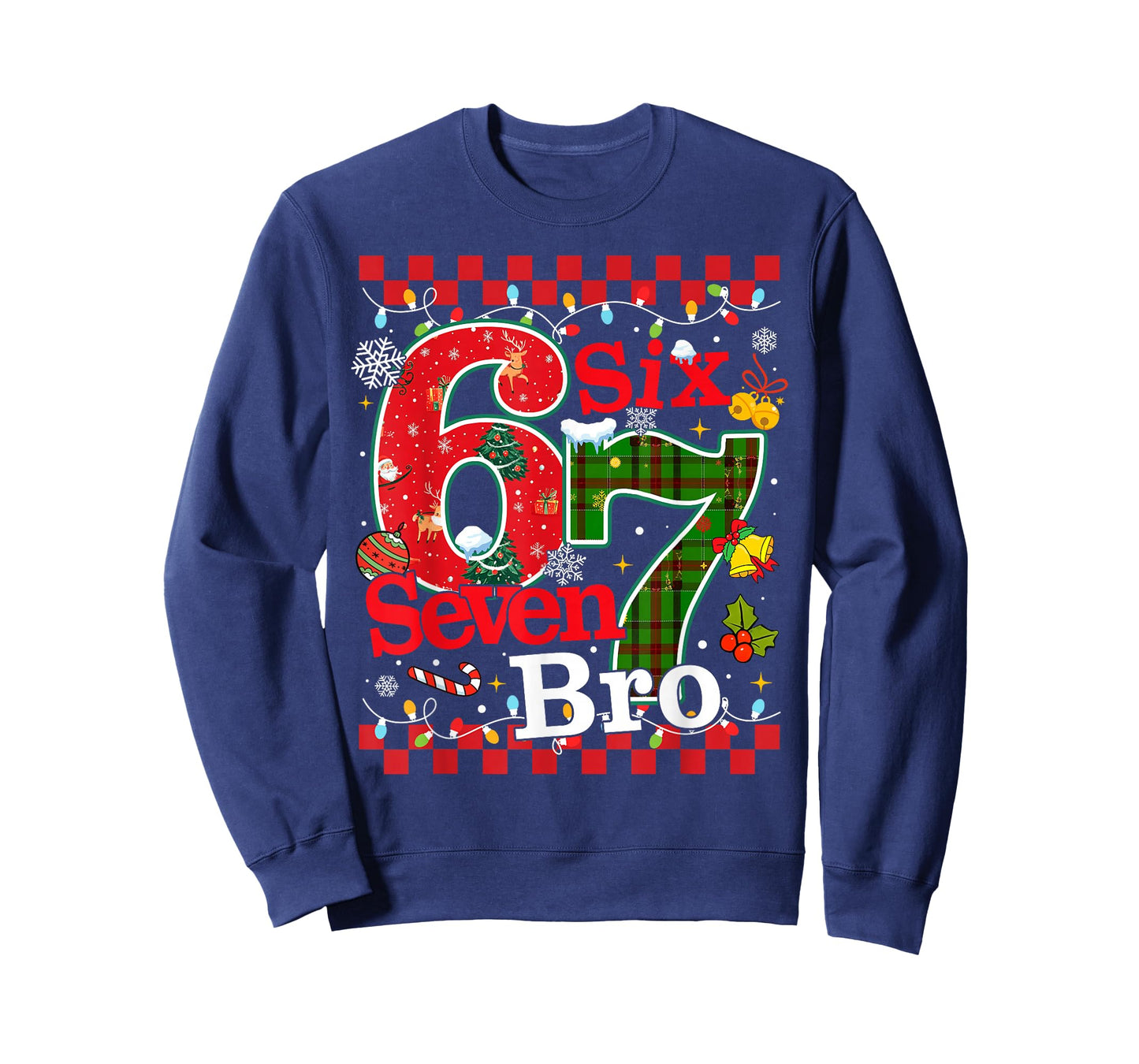 Six Seven Christmas Bro Funny Brainrot Meme 67 Gen Z Slang T-Shirt