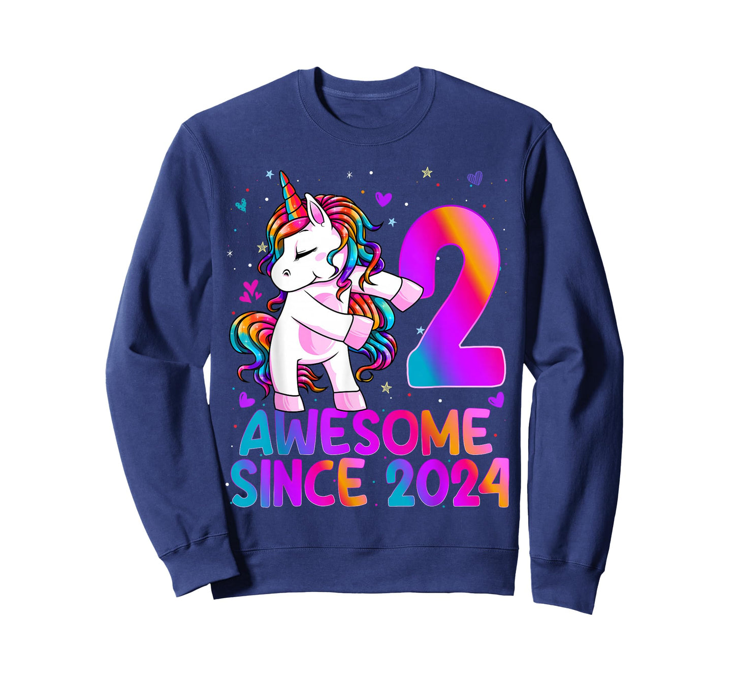 2 Year Old Girl Awesome Since 2024 Unicorn 2nd Birthday Girl T-Shirt