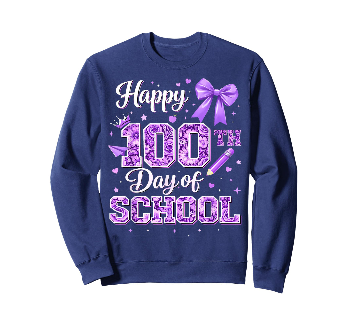 100 Days of School Happy 100th Day Coquette Bow Flower T-Shirt