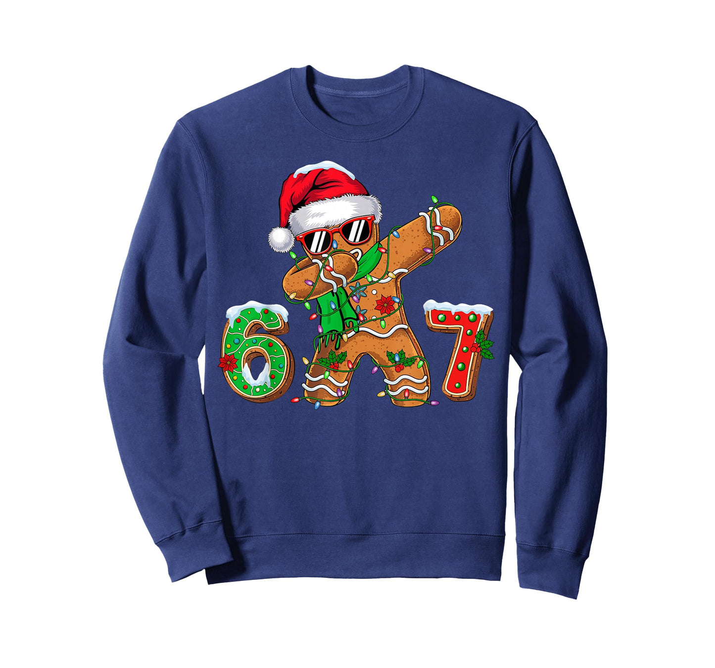 Funny Gingerbread Dabbing Six Seven 67 Meme Christmas Boys T-Shirt